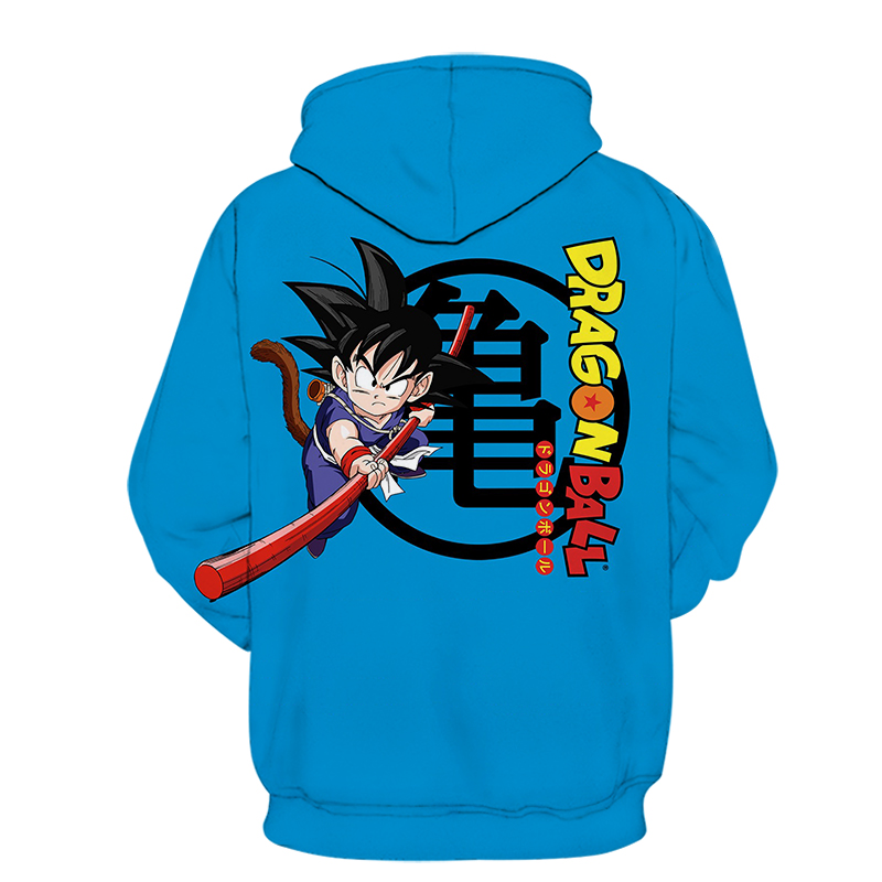 Dragon Ball Z Little Goku 亀 Printing Blue Hoodies