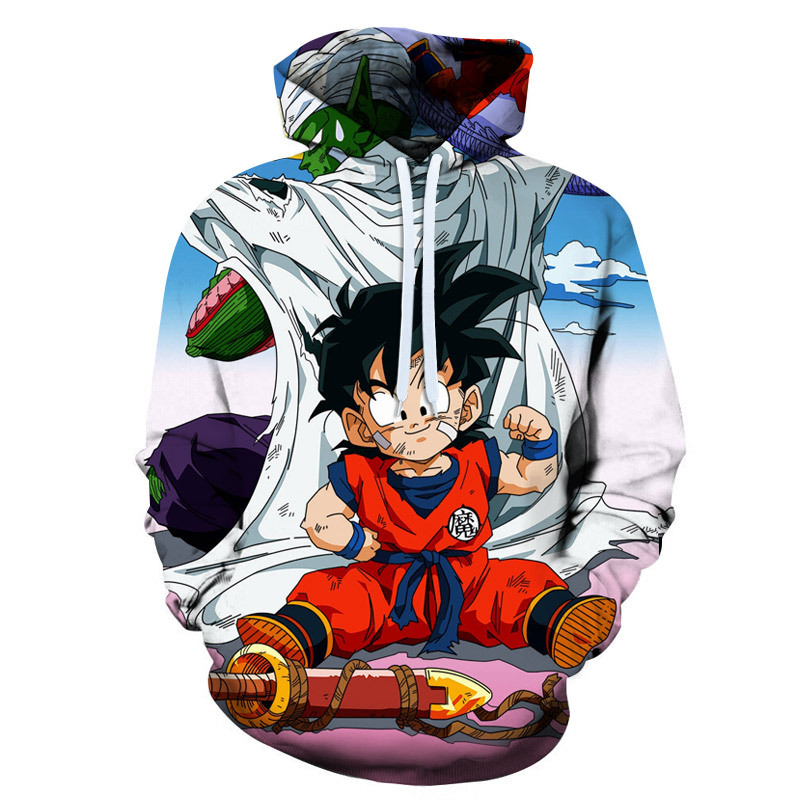 Fridayanime Dragon Ball Z Little Goku 亀 Printing Blue Hoodies For Kids