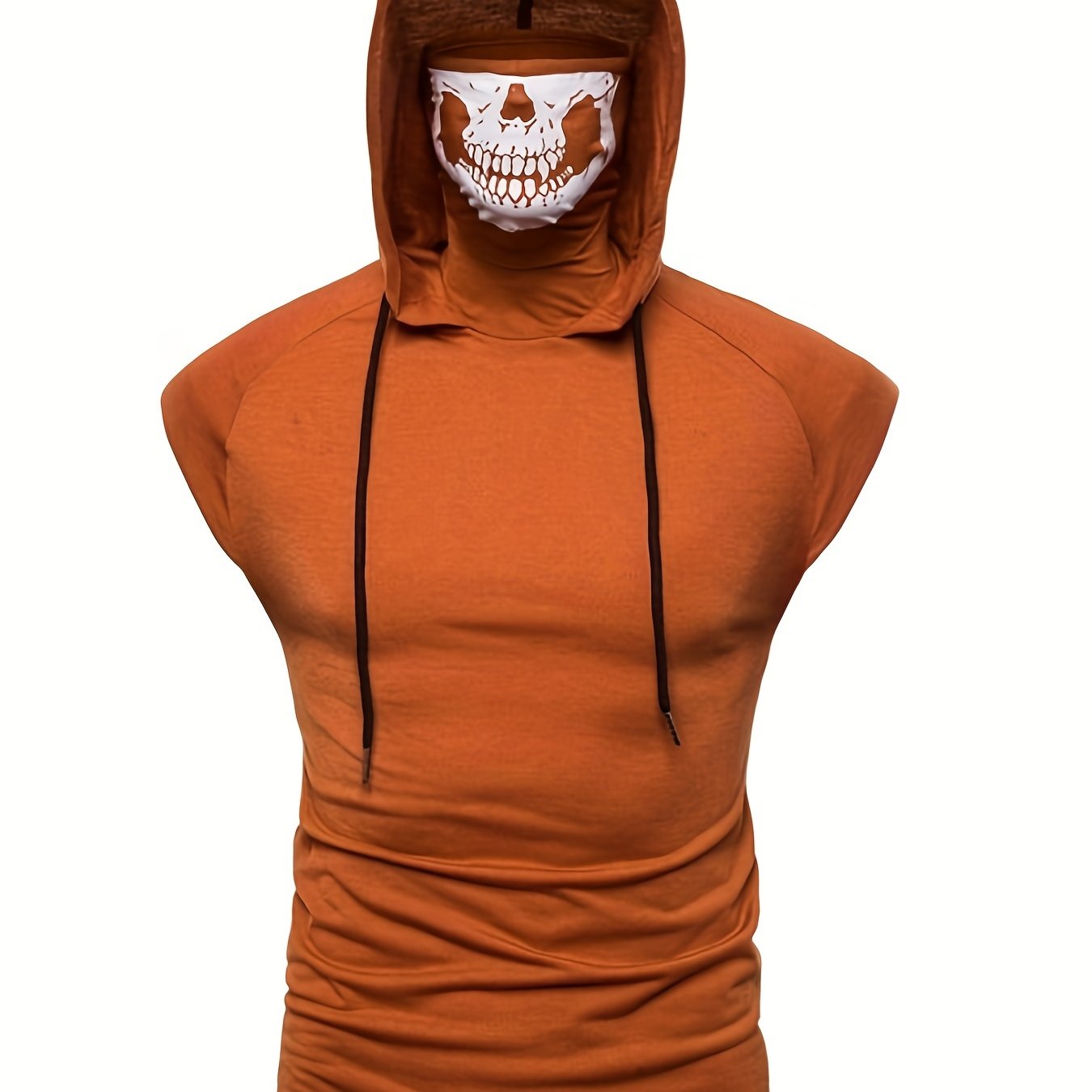 Trendy Men's Casual Masked Hooded Tank Top, Men's Tank Top For Summer Outdoor Gym Workout