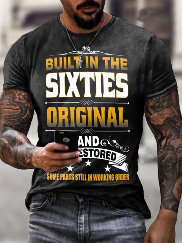 Men's Built In The Sixties Unrestored Motorcy Printed T-Shirt