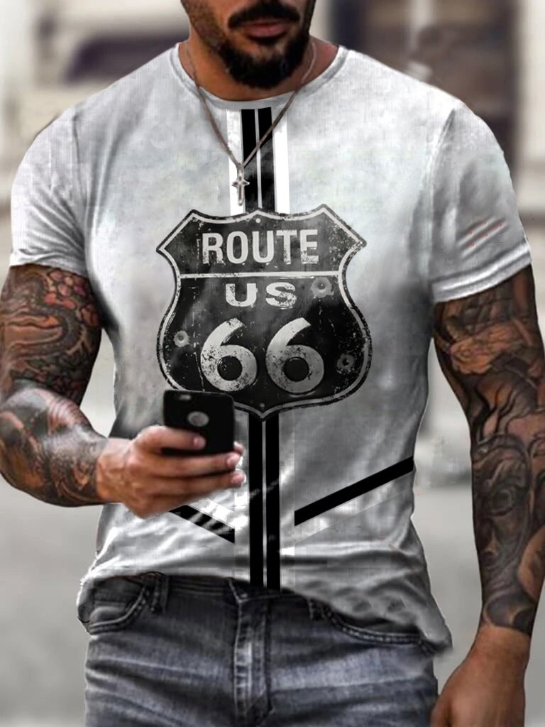 Retro Men's Route 66 Casual T-Shirt