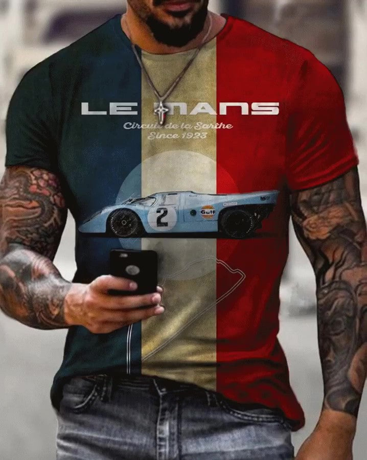 Le Mans Race Car Retro Outdoor French Men's T-shirt