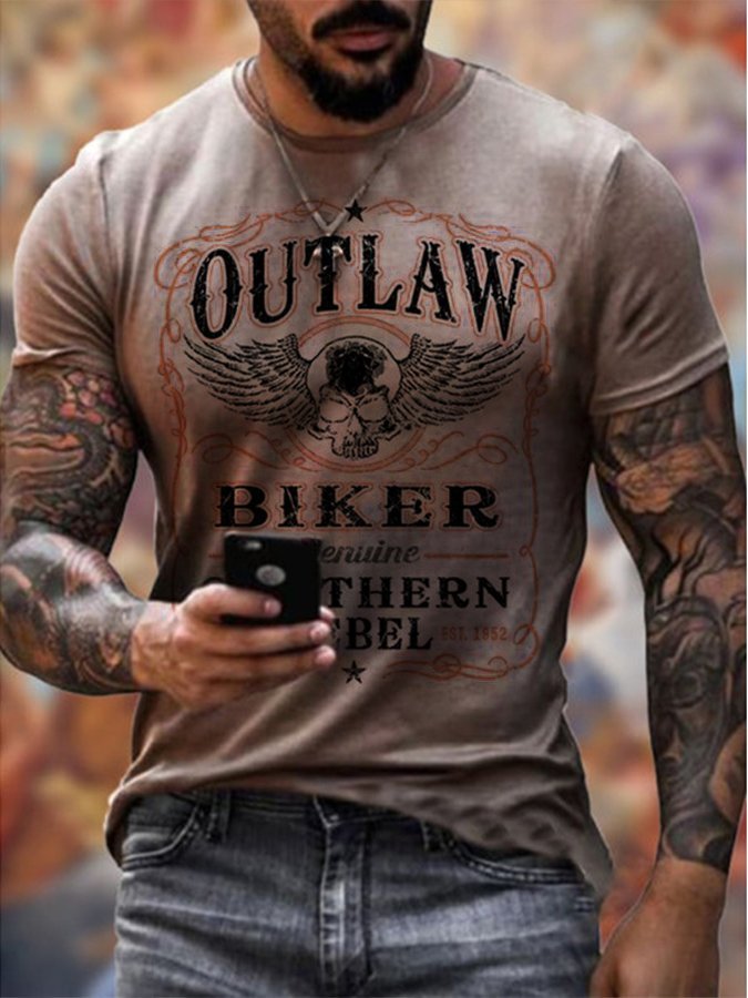 Vintage Men's Outlaw Biker Casual T-Shirt