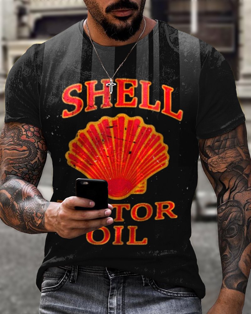 Men's Casual Retro Motorcycle Oil T-Shirt