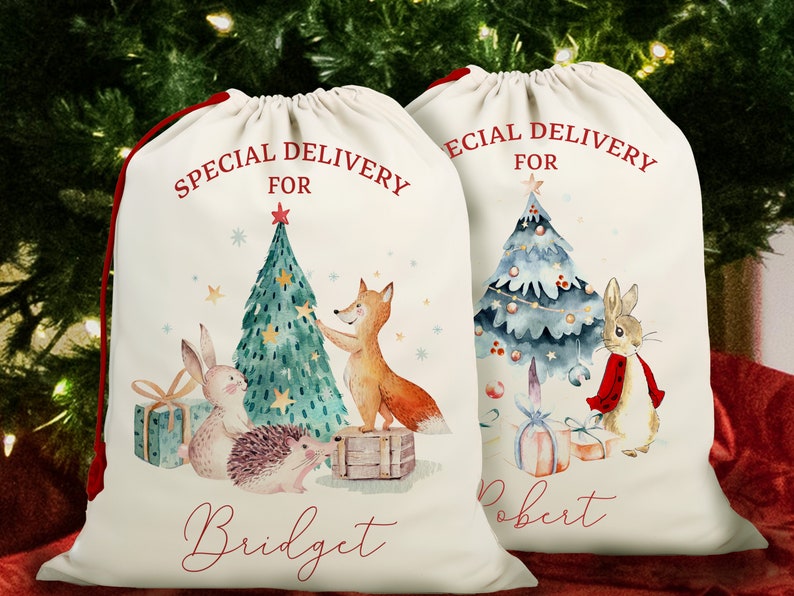 Santa bags, personalized Christmas gift bags for Christmas