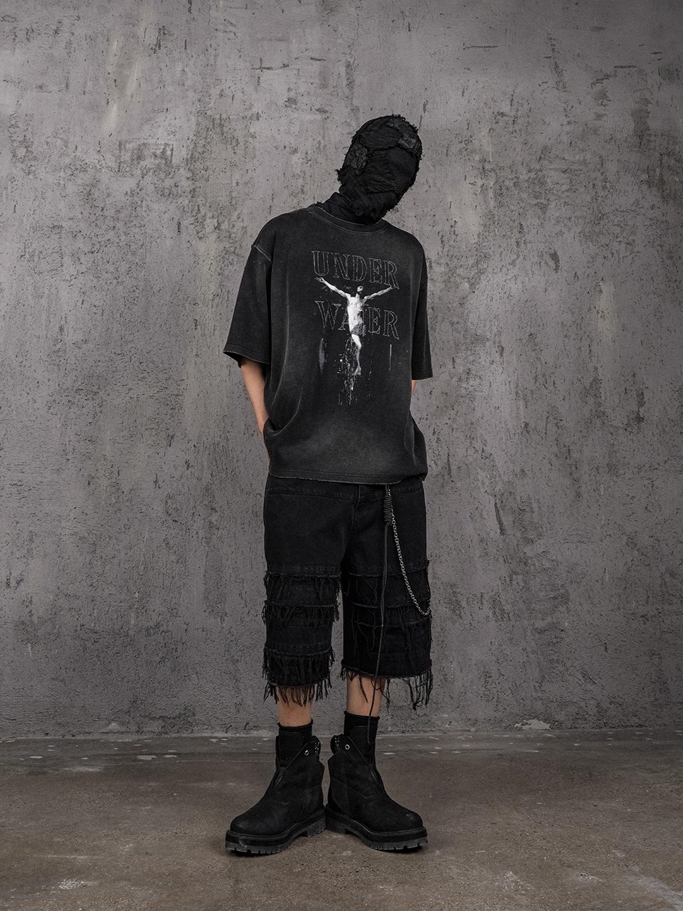 UNDERWATER Decayed Frayed Denim Shorts