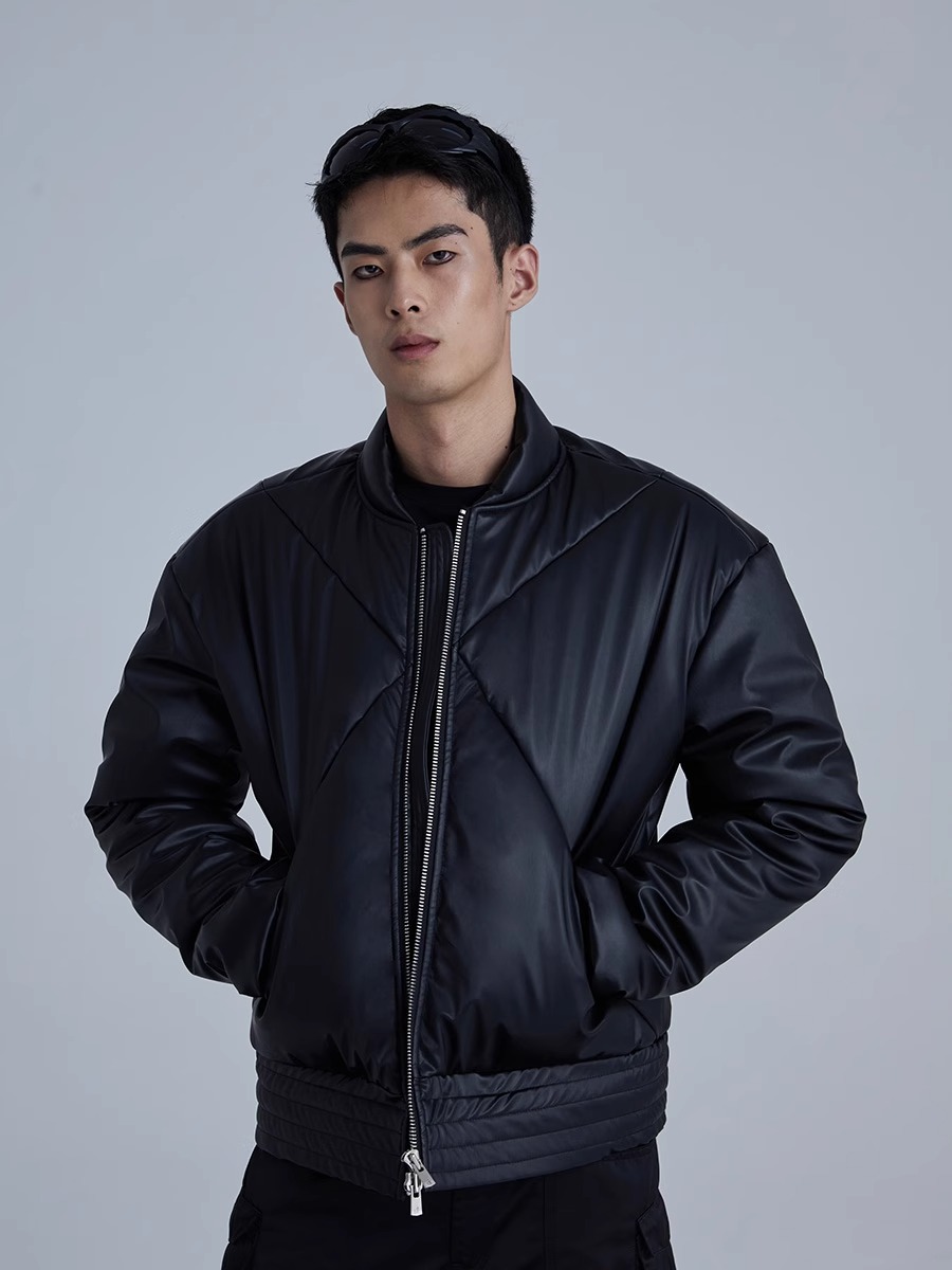 RVANGUARD 23AW METALLIC BRUSHED LEATHER PADDED JACKET