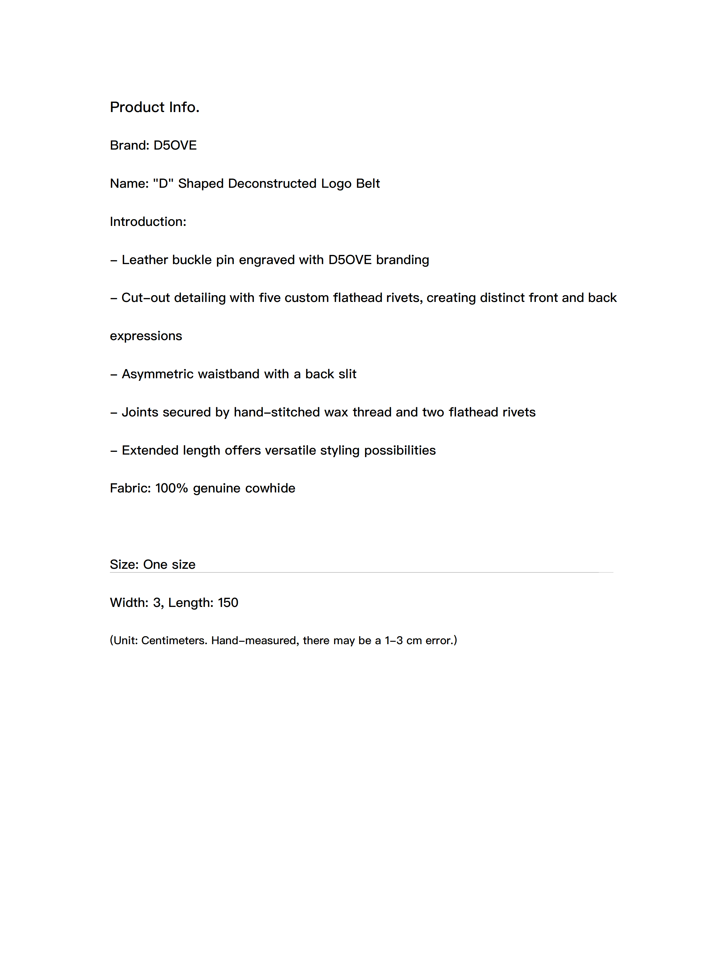 "D" Shaped Deconstructed Logo Belt