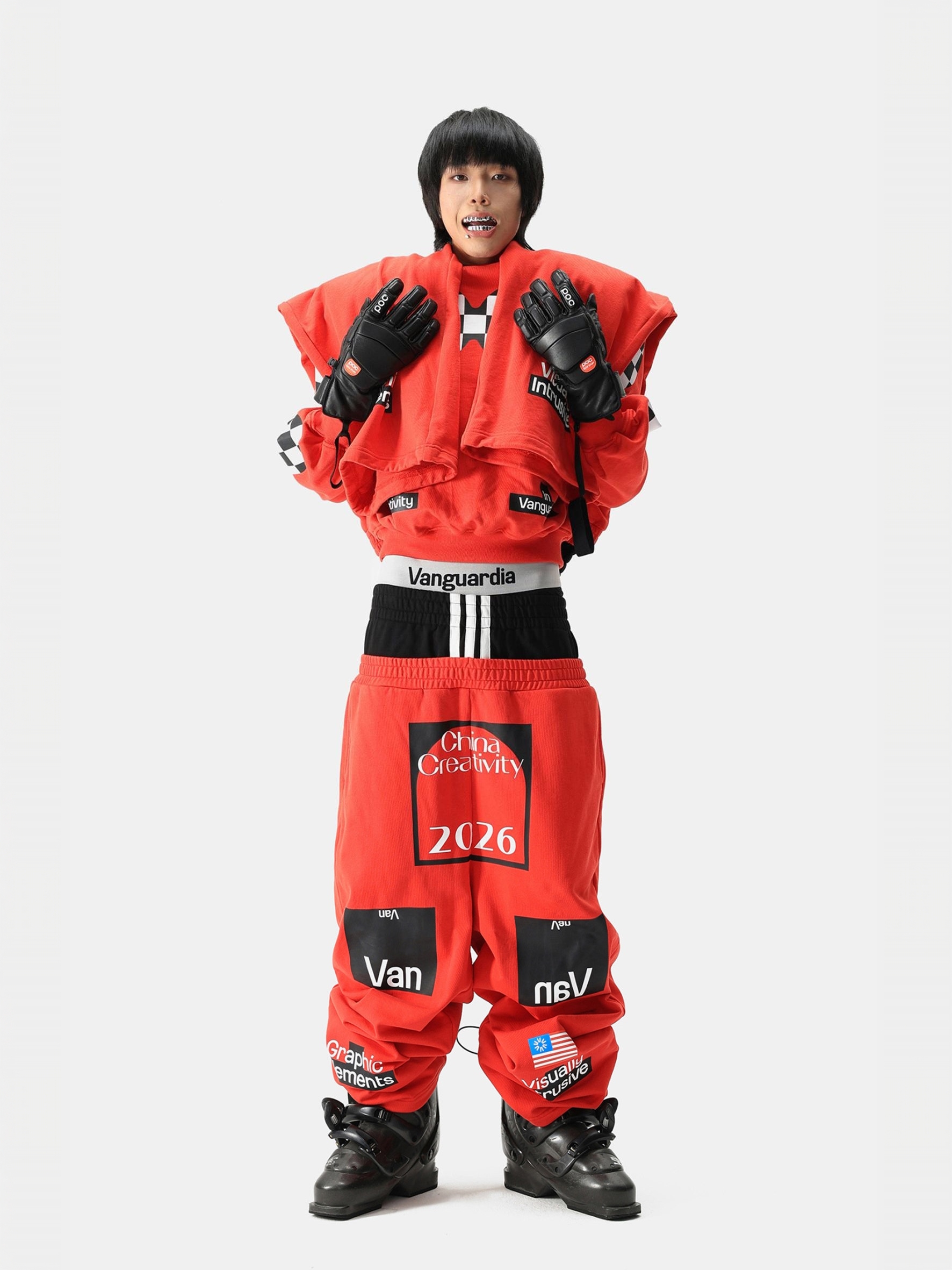 Red Racing-Print Sweatpants