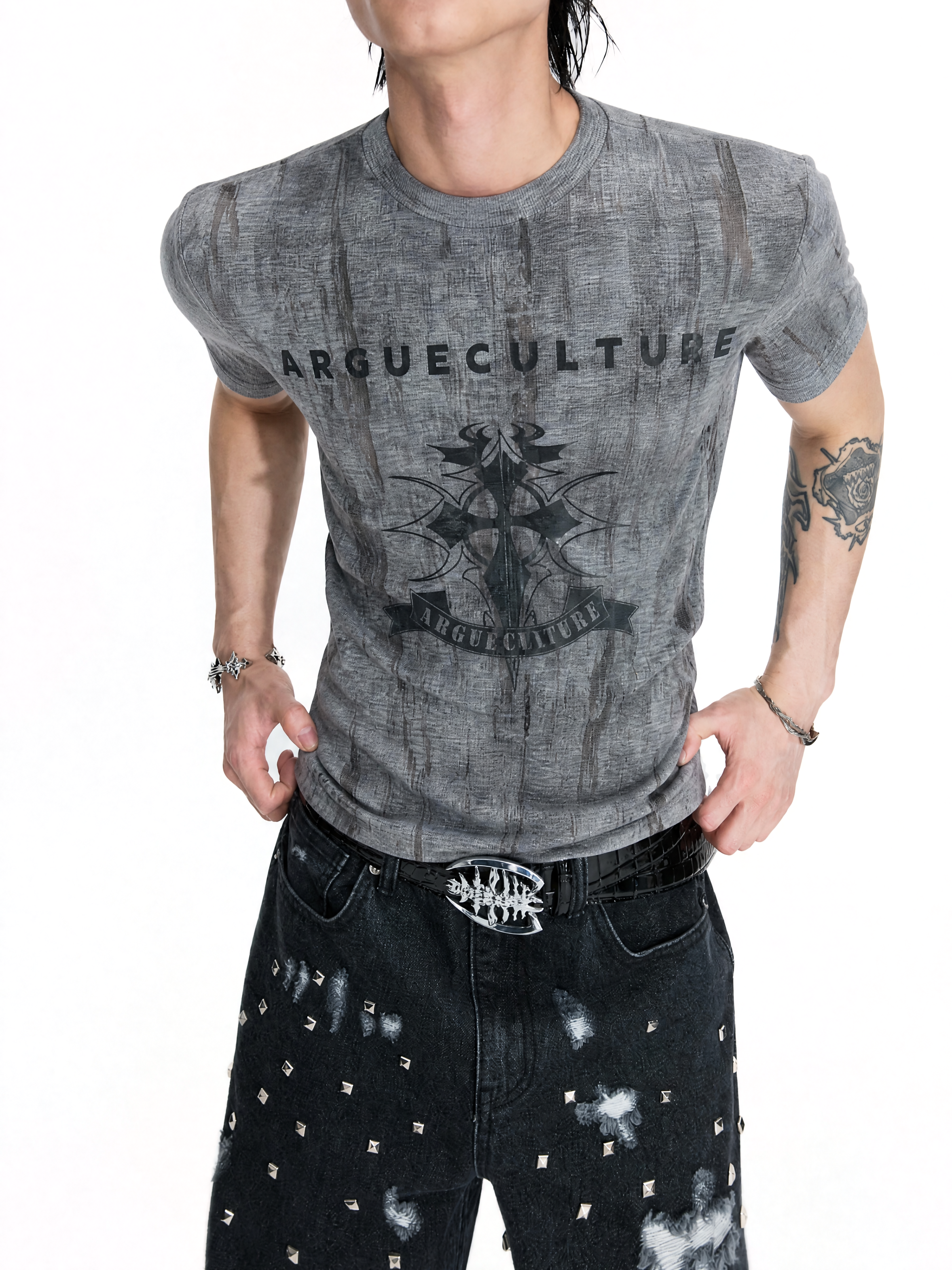 Vintage Distressed Tie-Dye Cropped T-Shirt