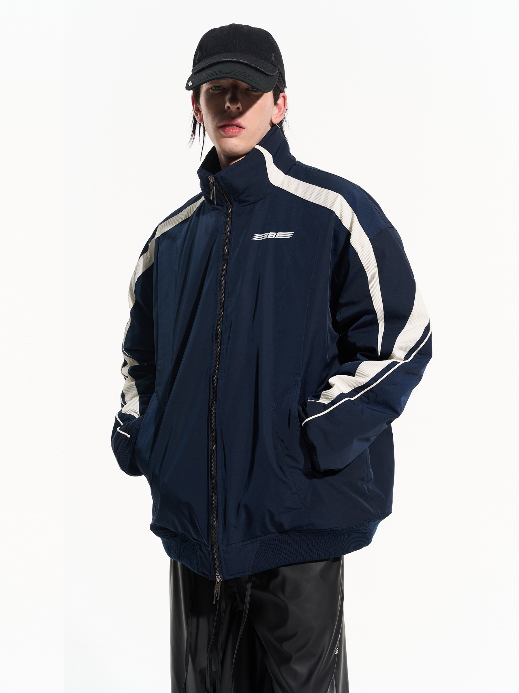 Striped Color-Block Paneled Retro Jacket