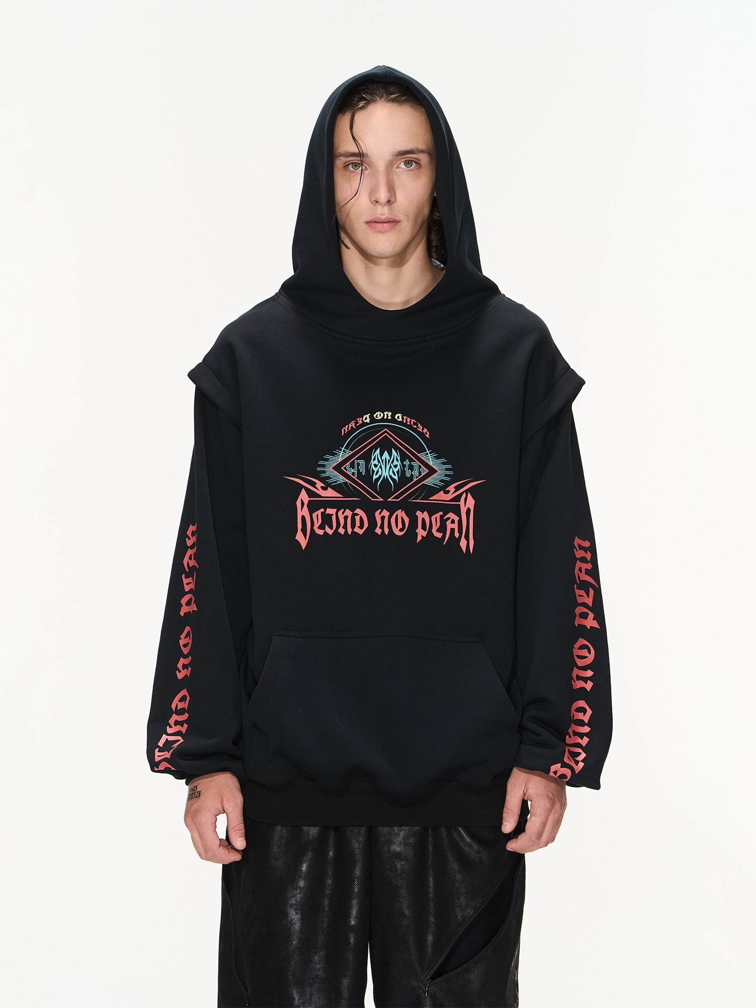 Fake Two-piece Printed Hoodie