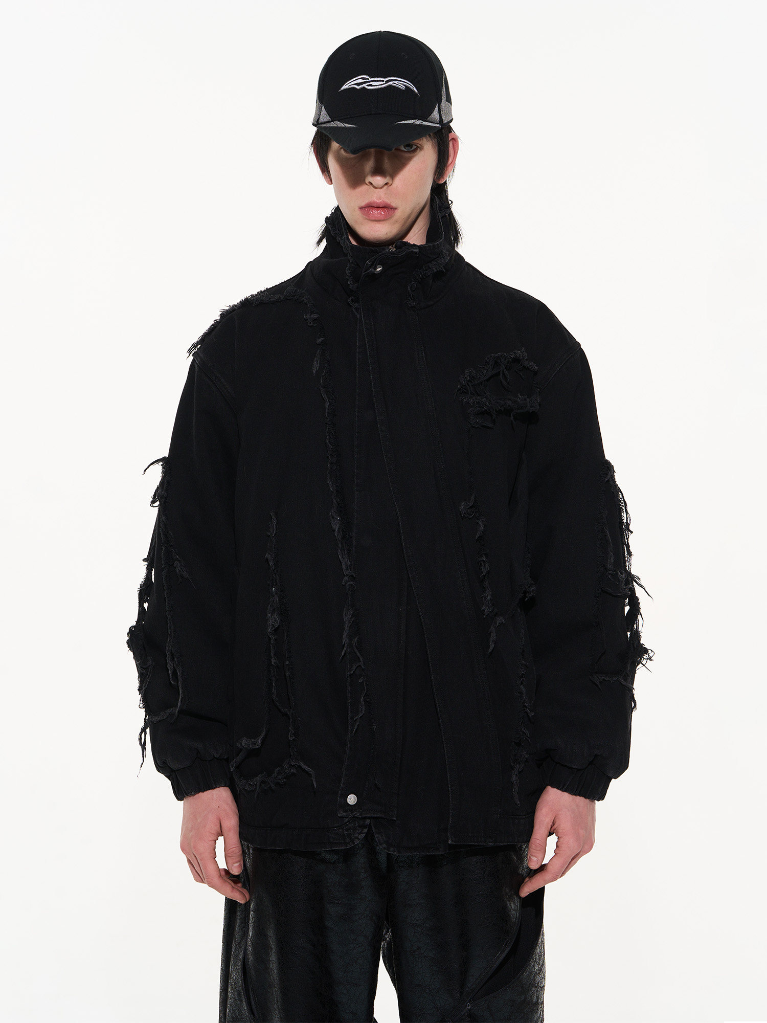 Knife-cut Distressed Washed Jacket
