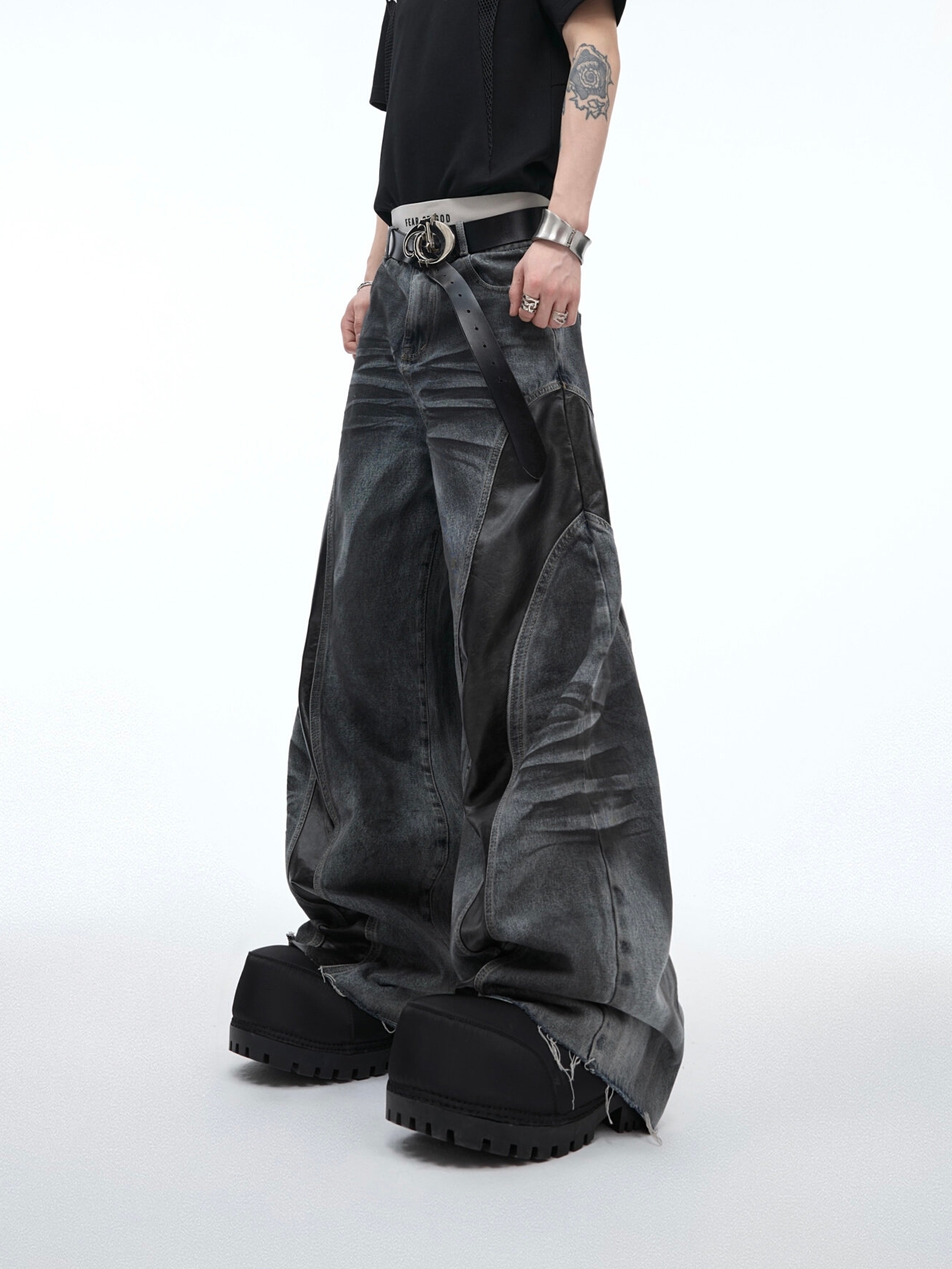 Deconstructed Heavy Tie-Dye Relaxed Jeans