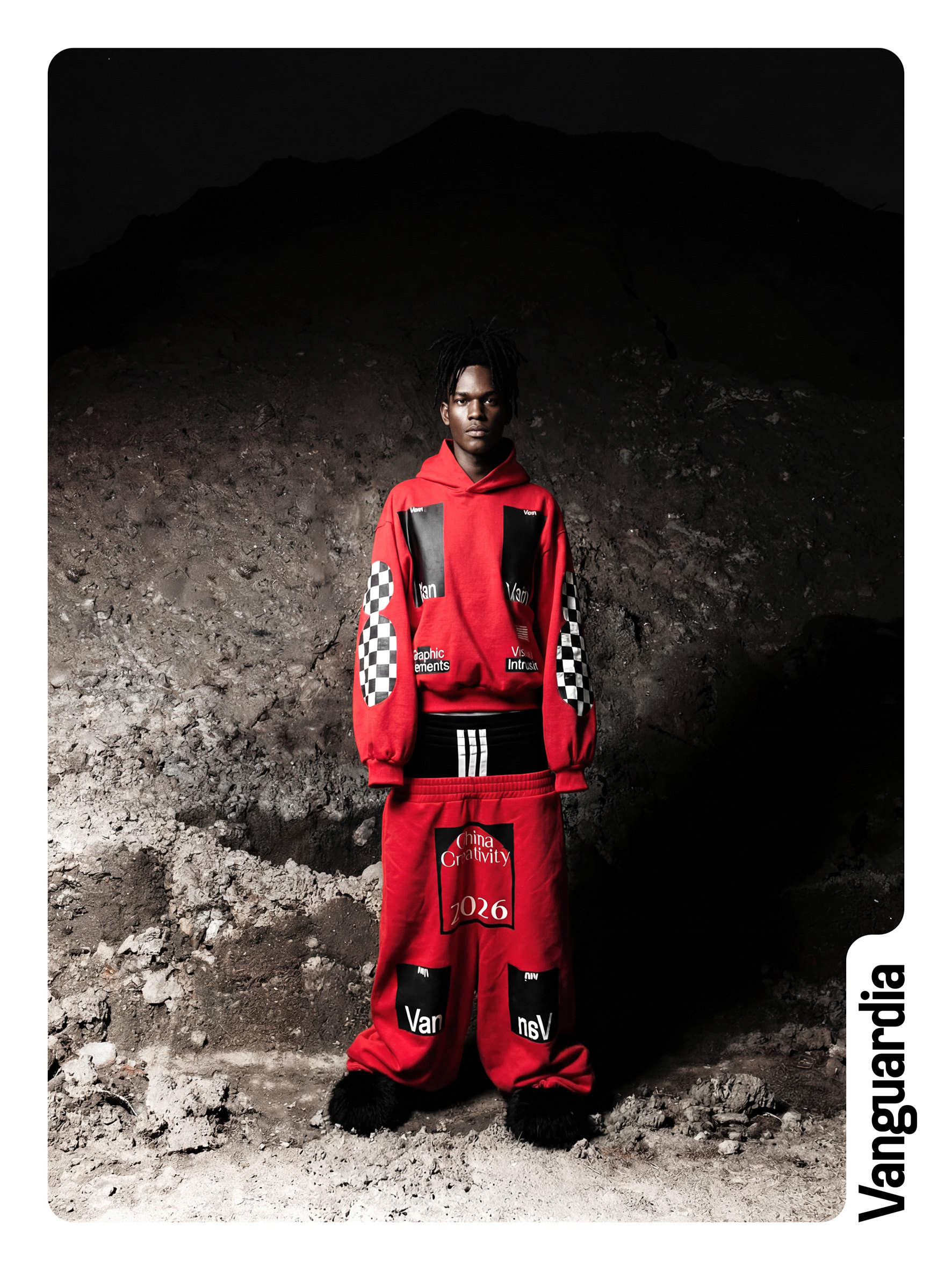 Red Racing-Print Sweatpants