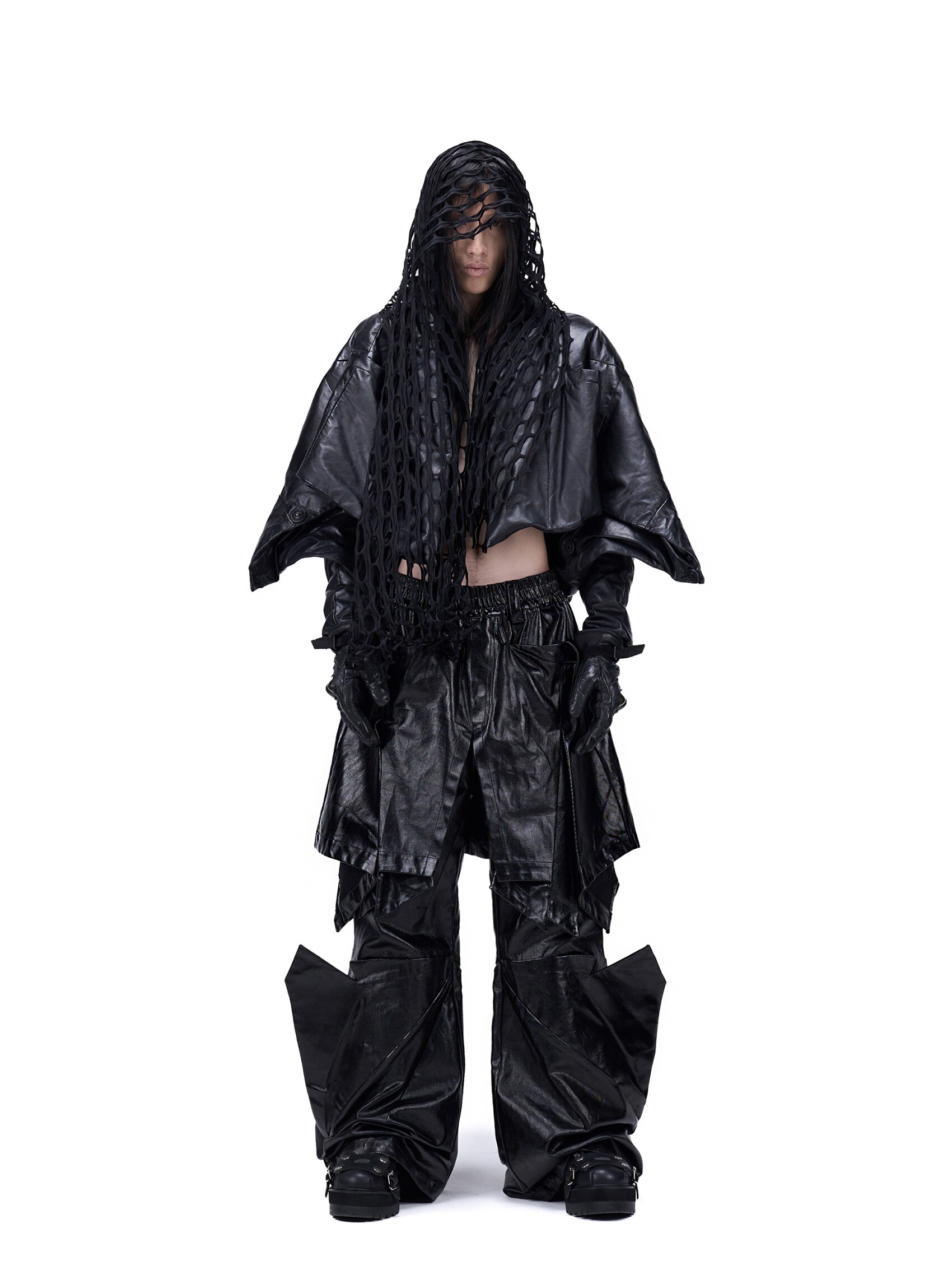 "Blade" Coated Faux Two-Piece Skirt-Pants