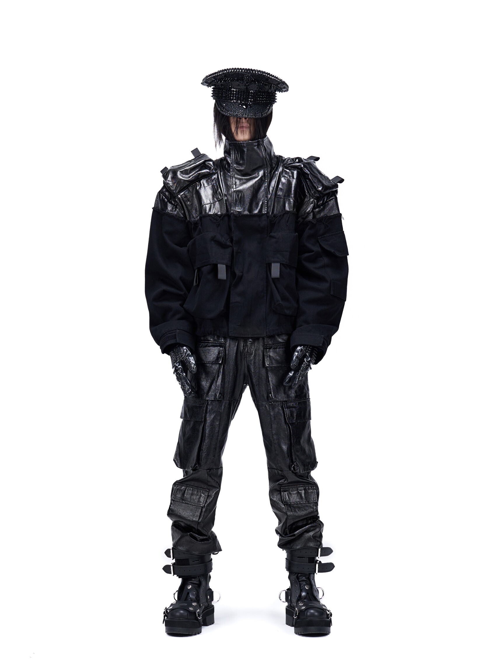 "Exoskeleton" Coated Panel Jacket