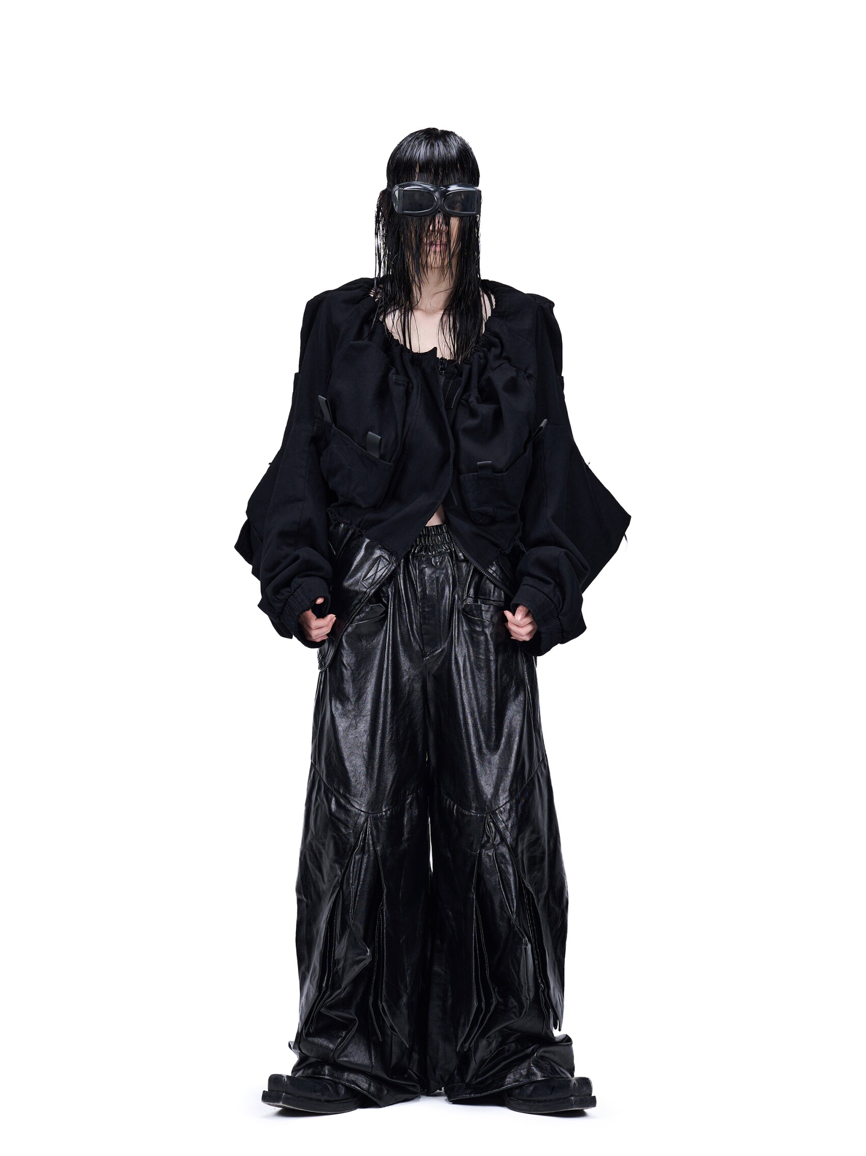 "Blade Array" Coated Deconstructed Pants