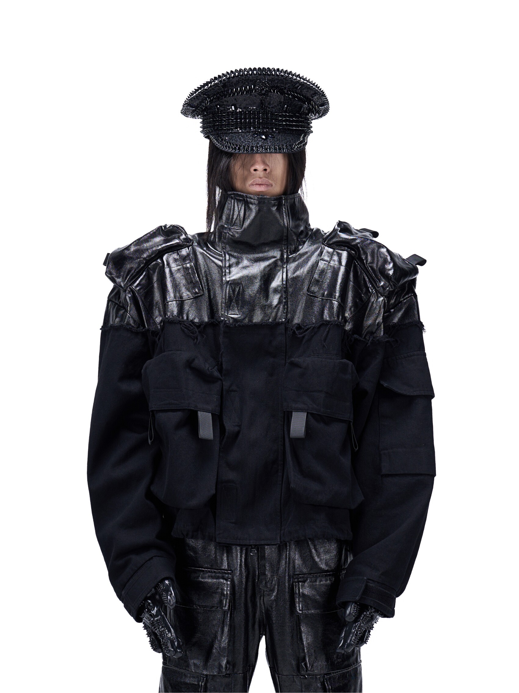 "Exoskeleton" Coated Panel Jacket
