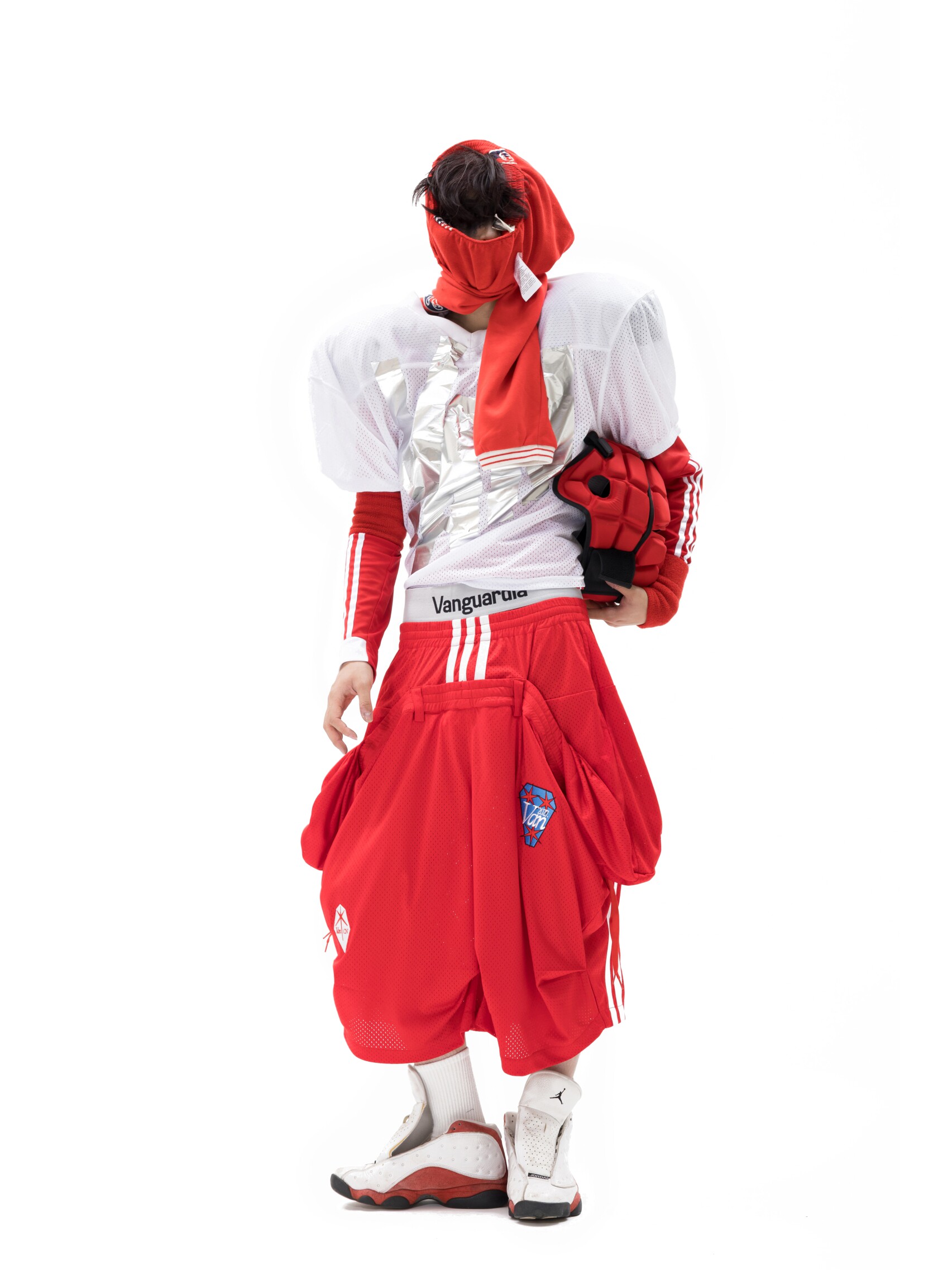 “Red Tide“ Double-Waist Deconstructed Mesh Pants