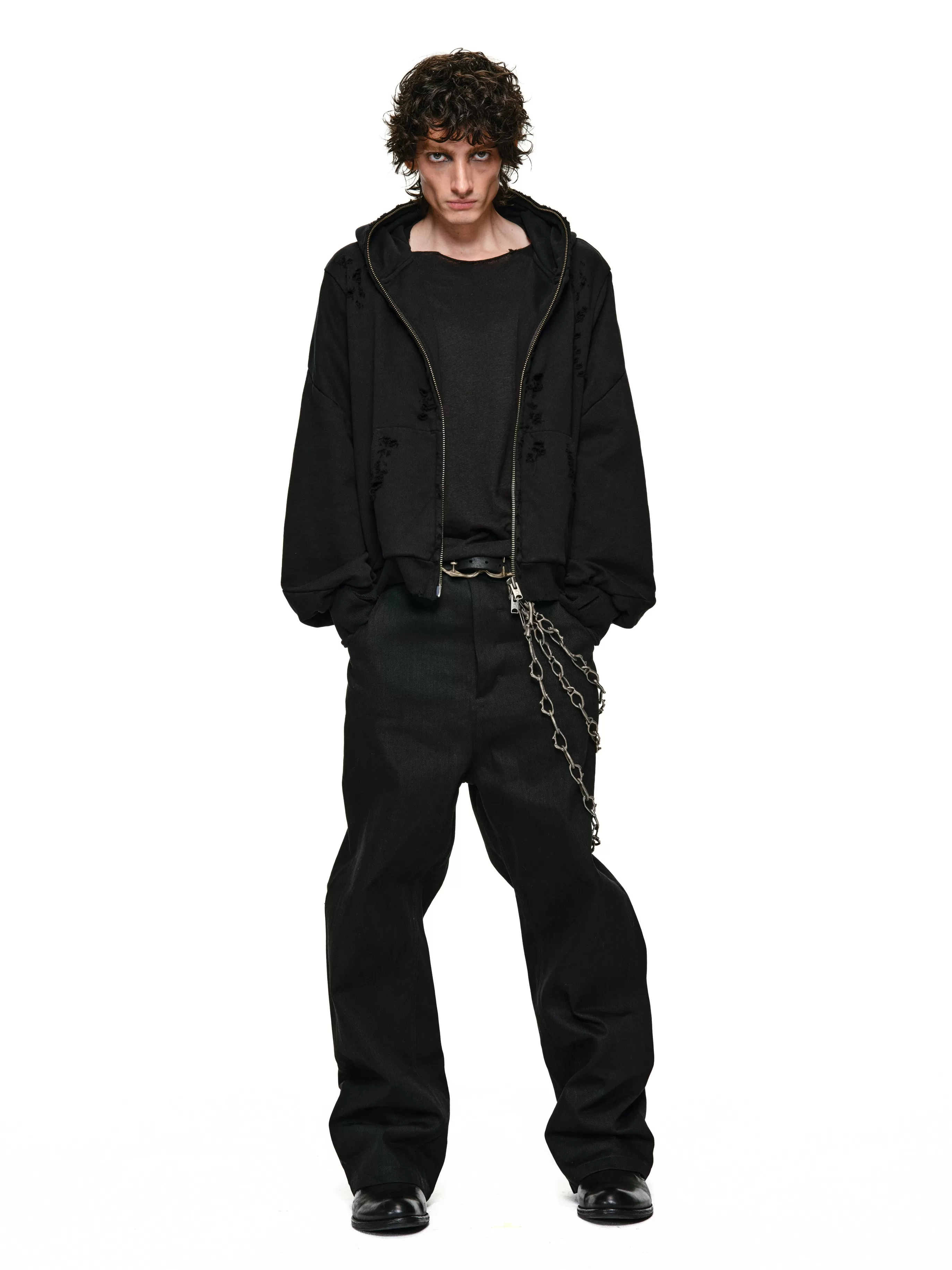 Spiral Sleeve Finger Cot Zipper Erosion Hoodie