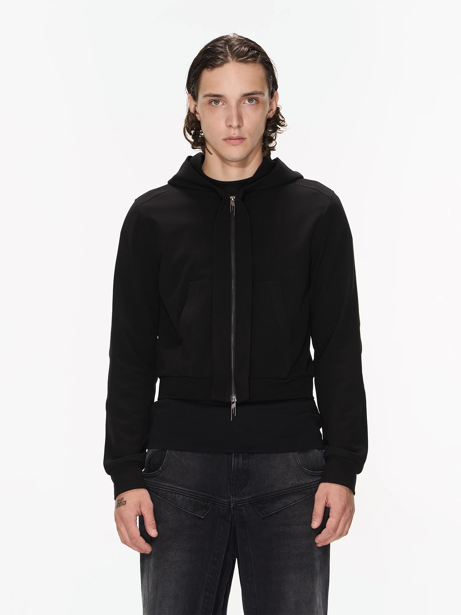 BLINDNOPLAN 23AW 立体飞褊短款基础宽松连帽开衫卫衣