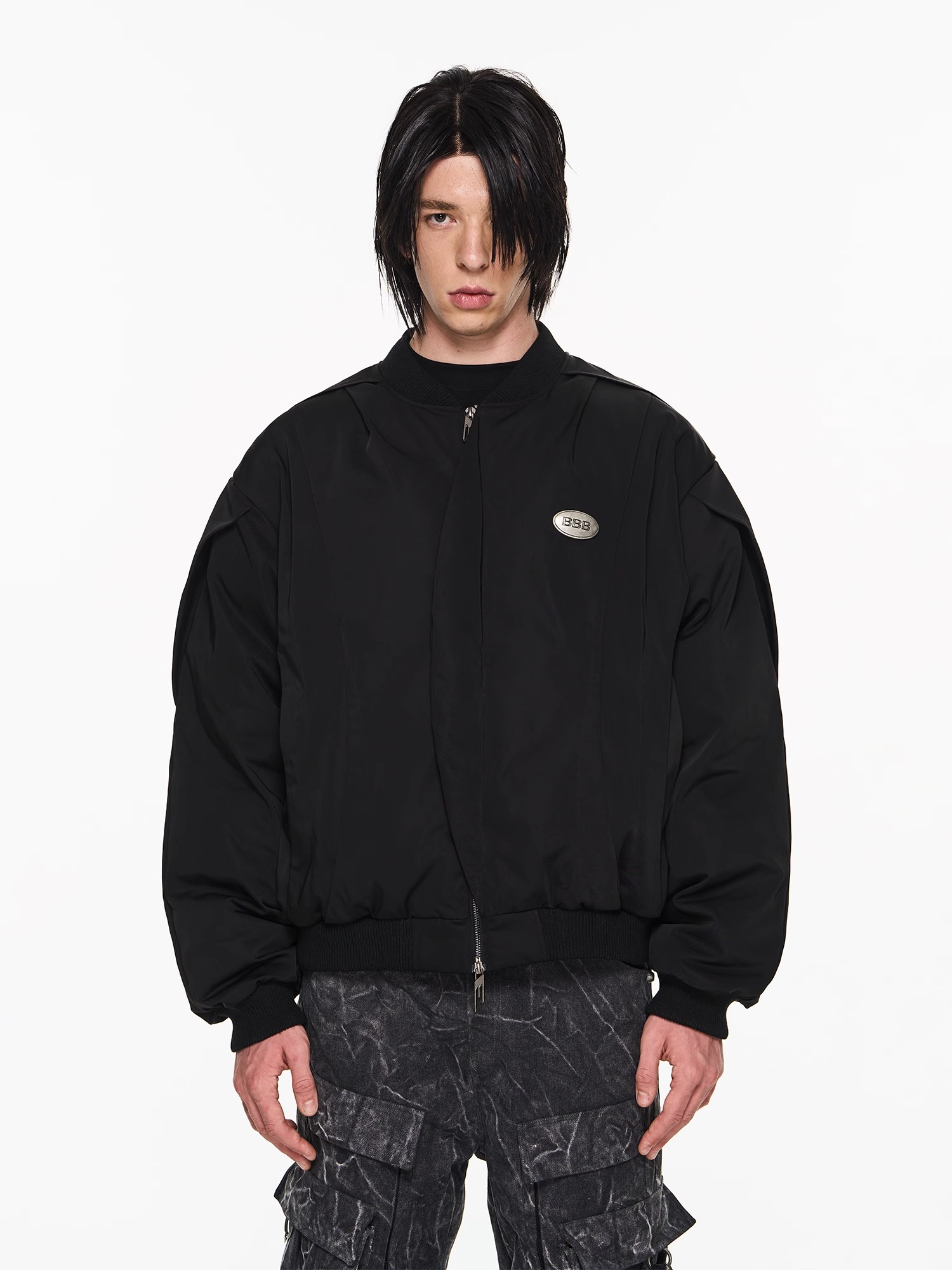 BLINDNOPLAN 23AW 飞褊褶皱式自然形态MA1常规宽松棉服