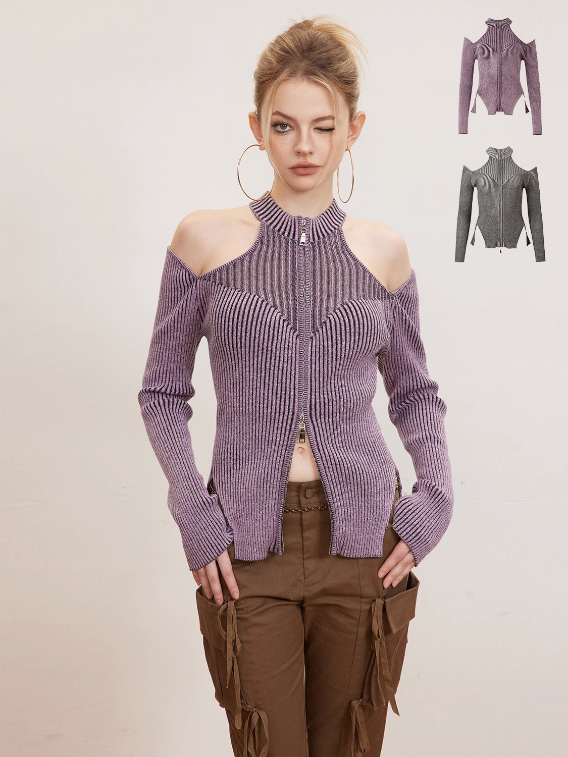 AUGENWEIDE 23AW OFF-SHOULDER KNIT SWEATER