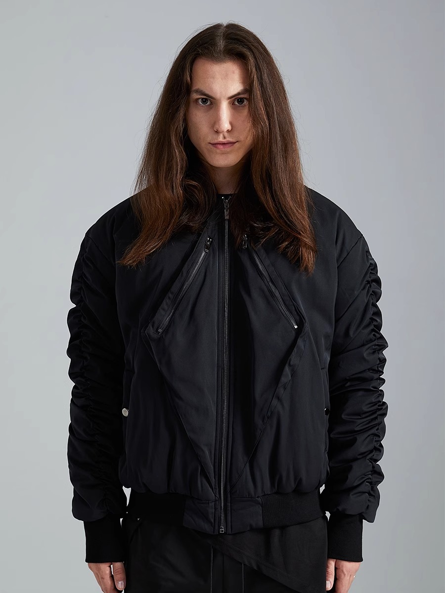 RVANGUARD 21AW ZIPPERED PATCHWORK BOMBER COTTON-PADDED JACKET