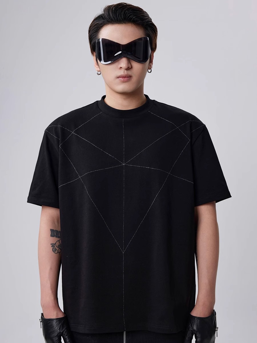 RVANGUARD 23SS ODEL PURE COTTON HEXAGON CUTOUT T-SHIRT