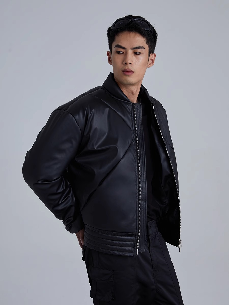 RVANGUARD 23AW METALLIC BRUSHED LEATHER PADDED JACKET