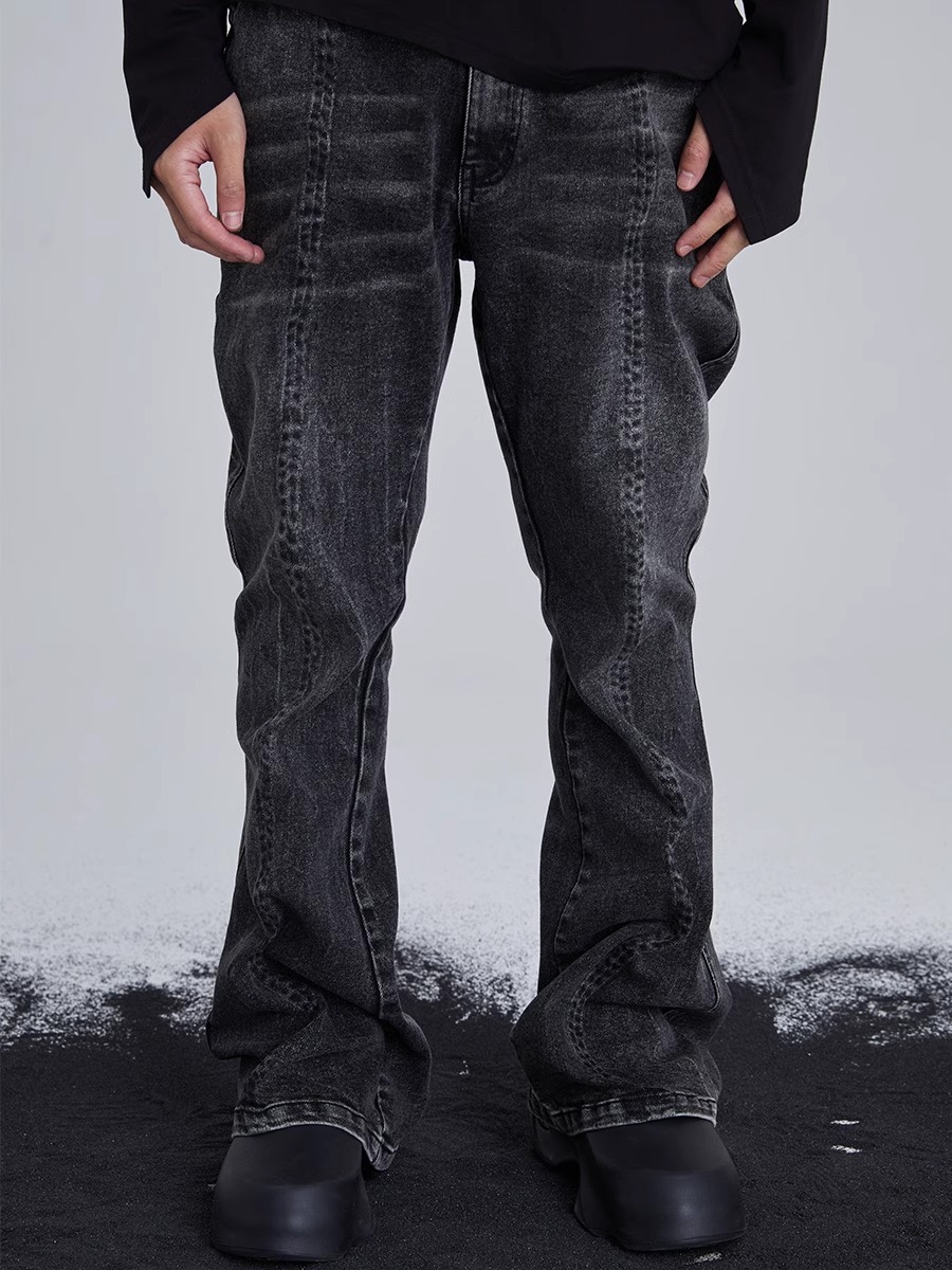 RVANGUARD 23AW Asymmetric Wire Twisted Distressed Jeans