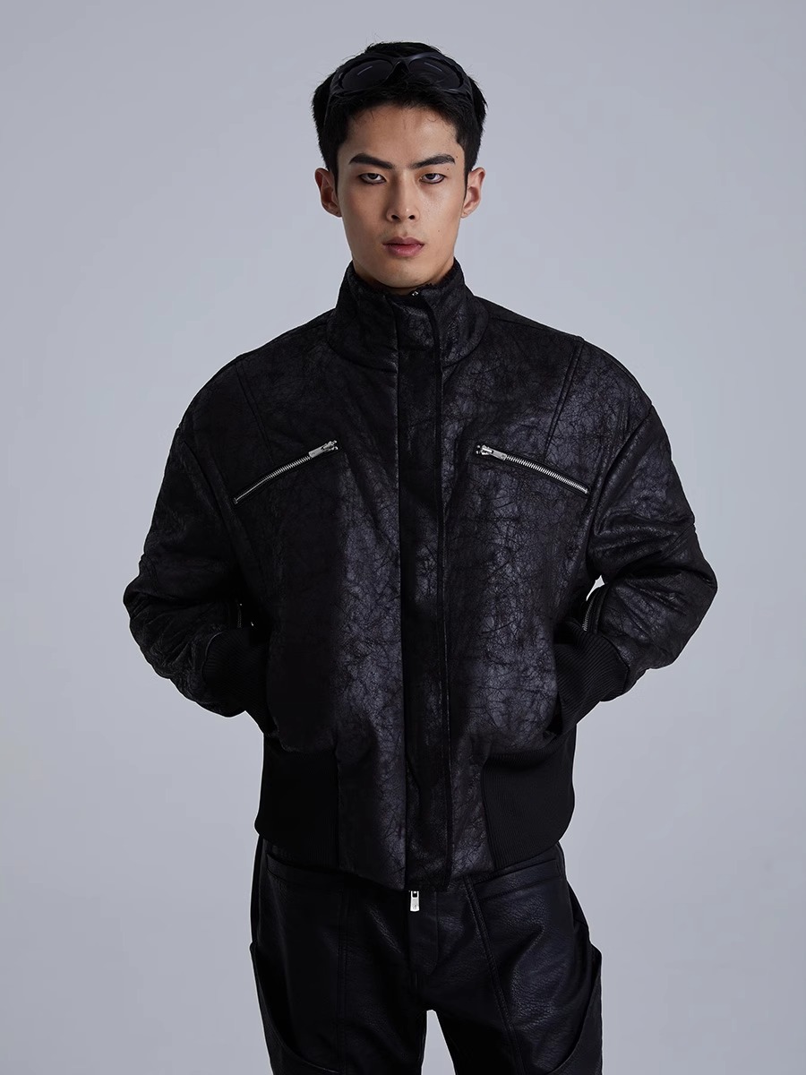 RVANGUARD 23AW Cracked Leather Shearling Jacket