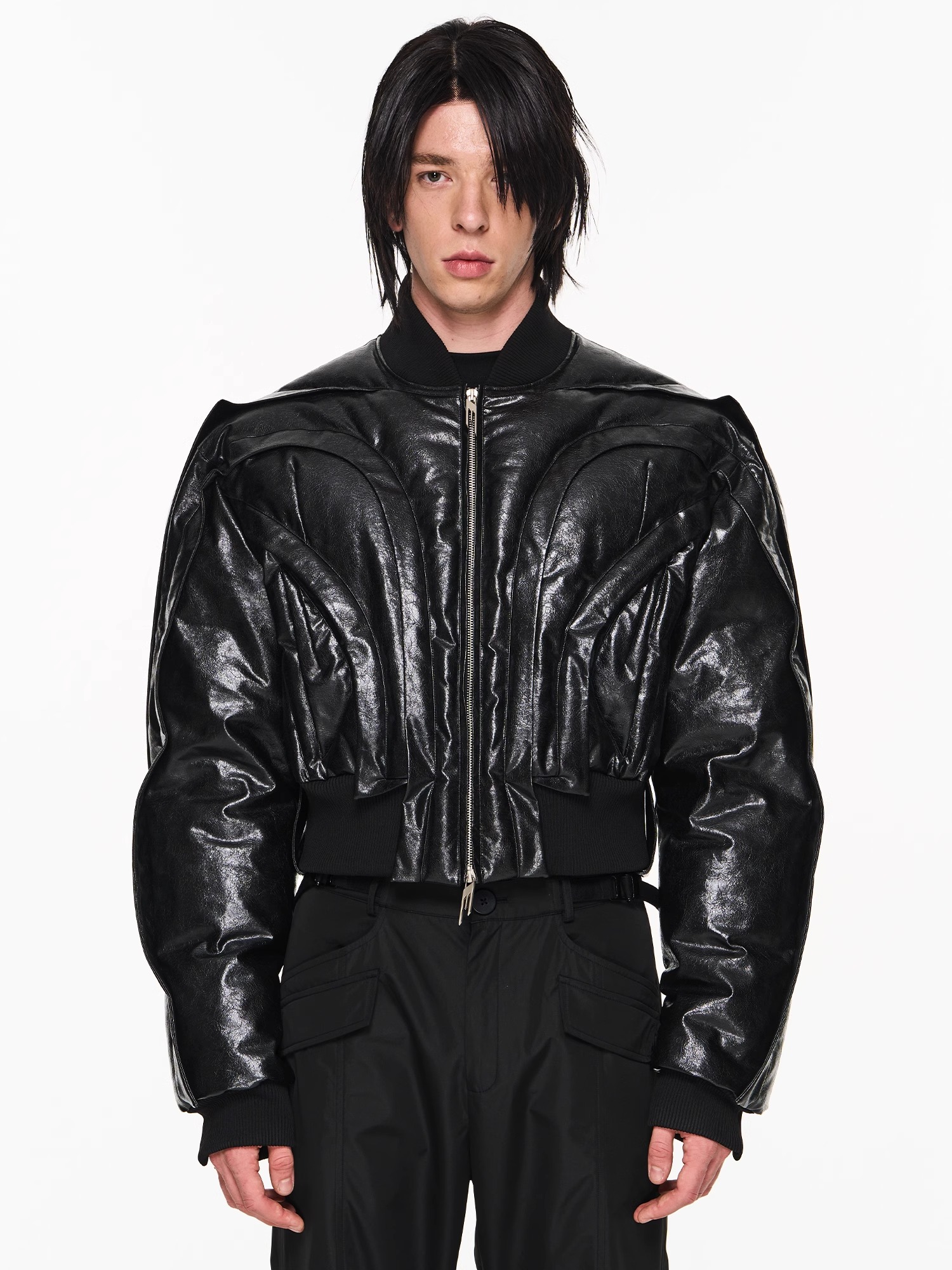 BLINDNOPLAN 23AW Half-circle Ring Overlapping MA-1 Cotton-padded Jacket