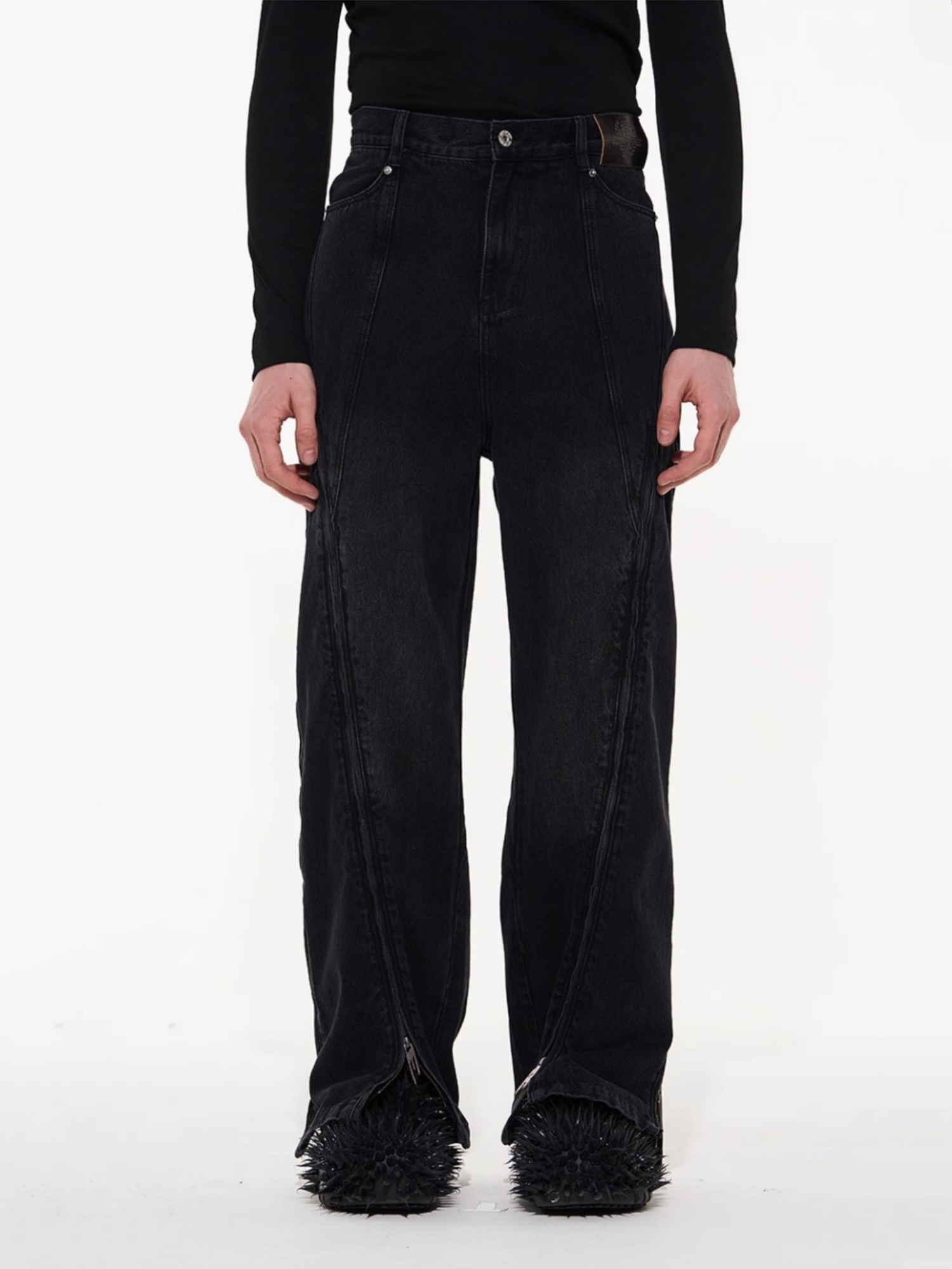 BLINDNOPLAN 23AW "Multi-functional Zipper Washed Denim Jeans