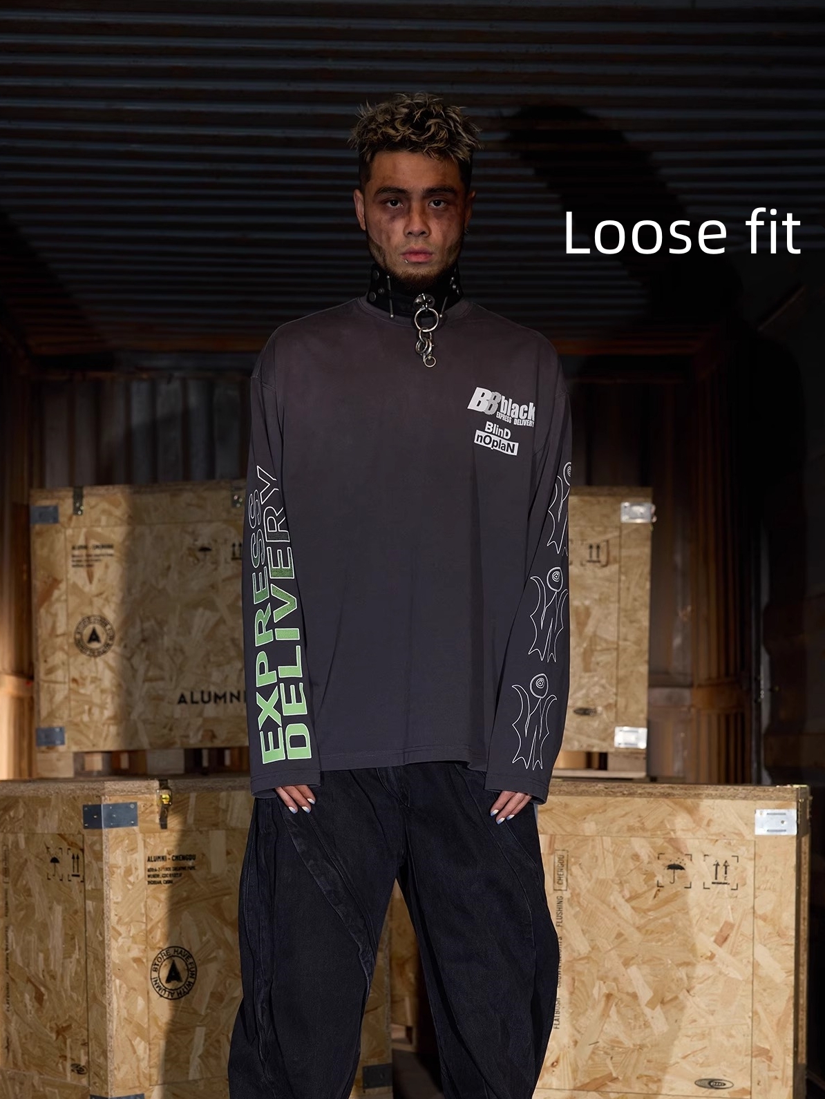 BLINDNOPLAN x BLACK8 24SS Totem Gradient Striped Washed Long Sleeve Base T-shirt