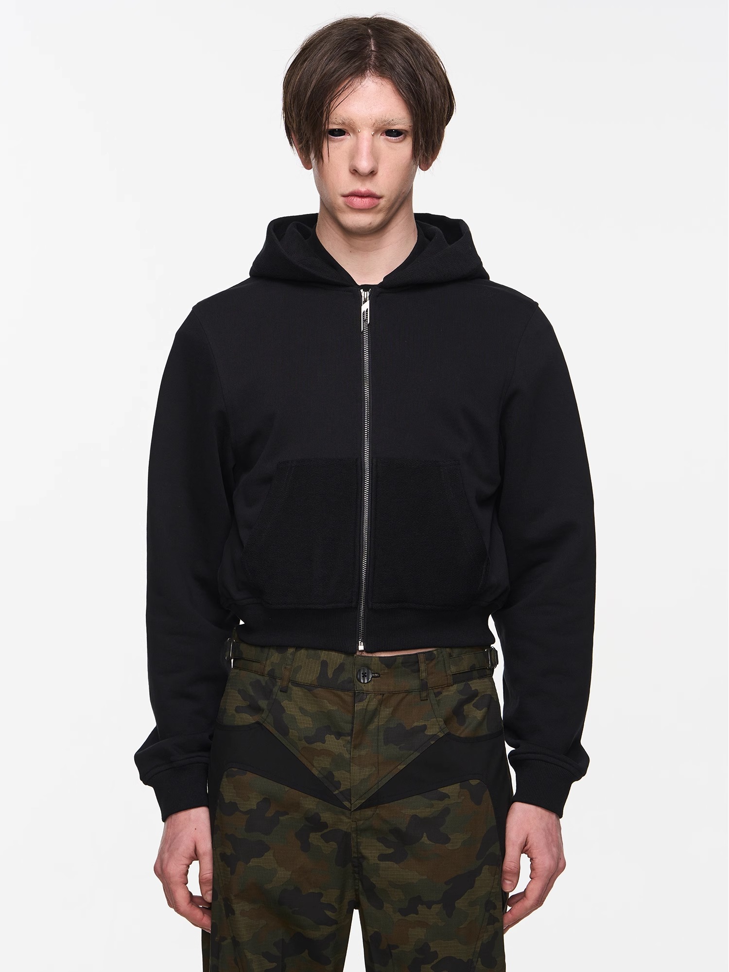 BLINDNOPLAN 24SS Basic Patchwork Short Hoodie