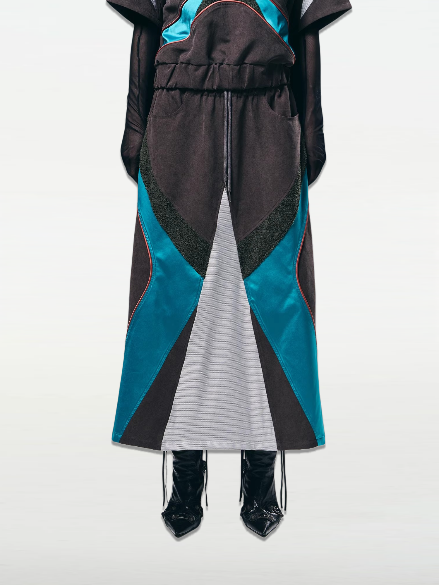 Color-blocked Patchwork Sporty Two-piece Skirt