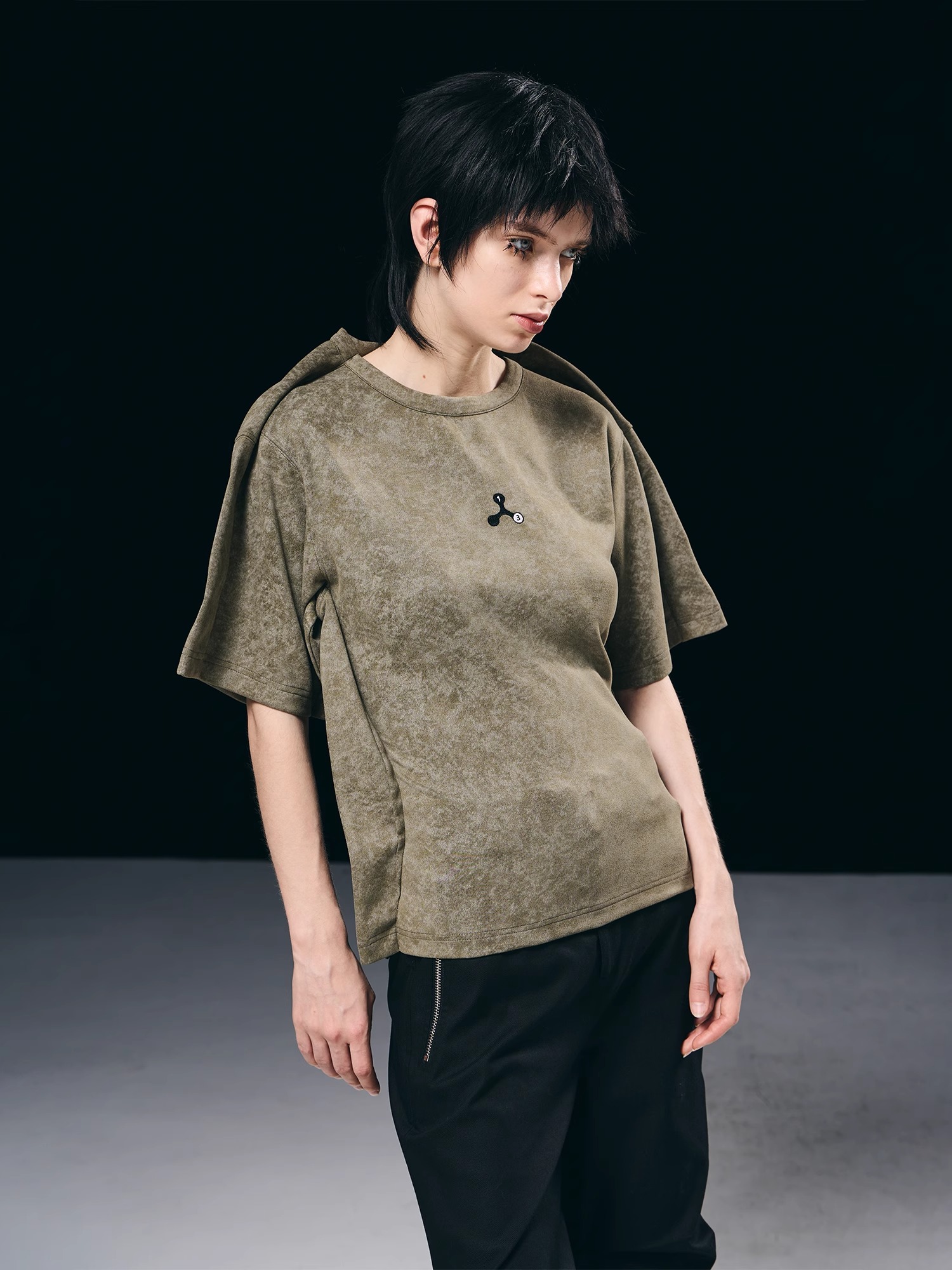 BORON ATOMS 23SS Creative Flat-felled Seams Slim-fit Washed T-shirt