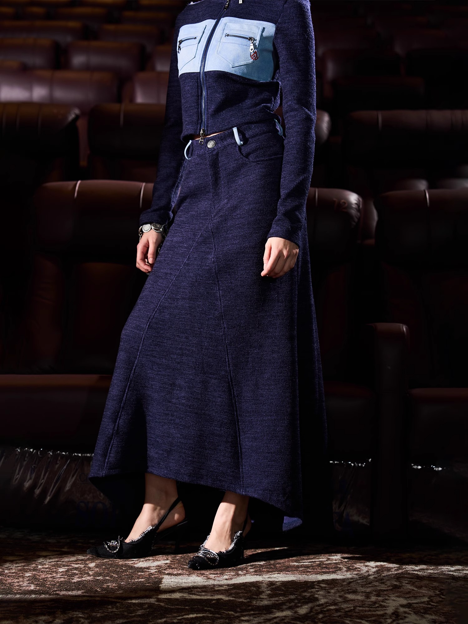 BORON ATOMS 24SS Knitted Patchwork Skirt