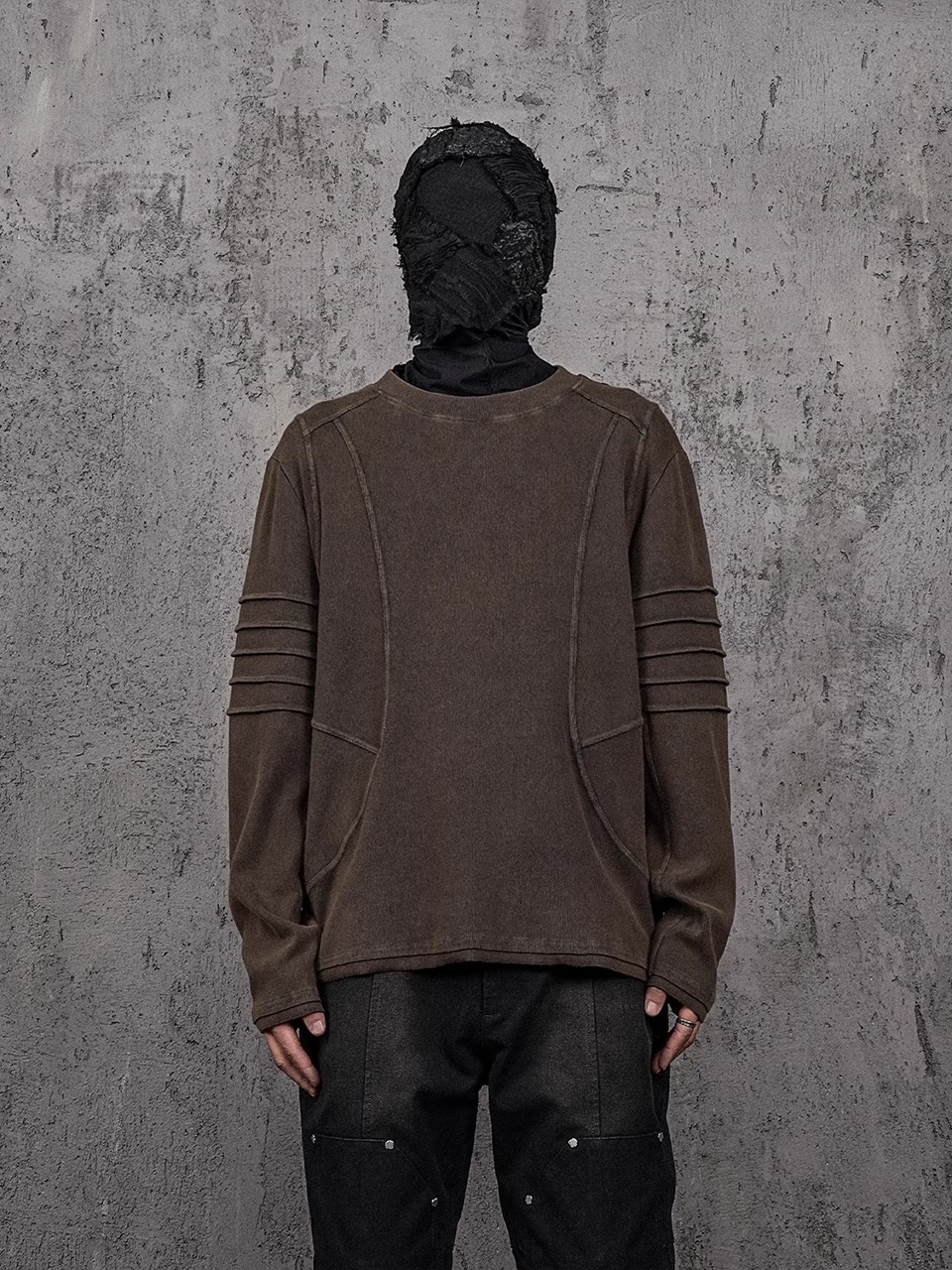 UNDERWATER SS24 DECONSTRUCTED PLEATED LONG SLEEVE