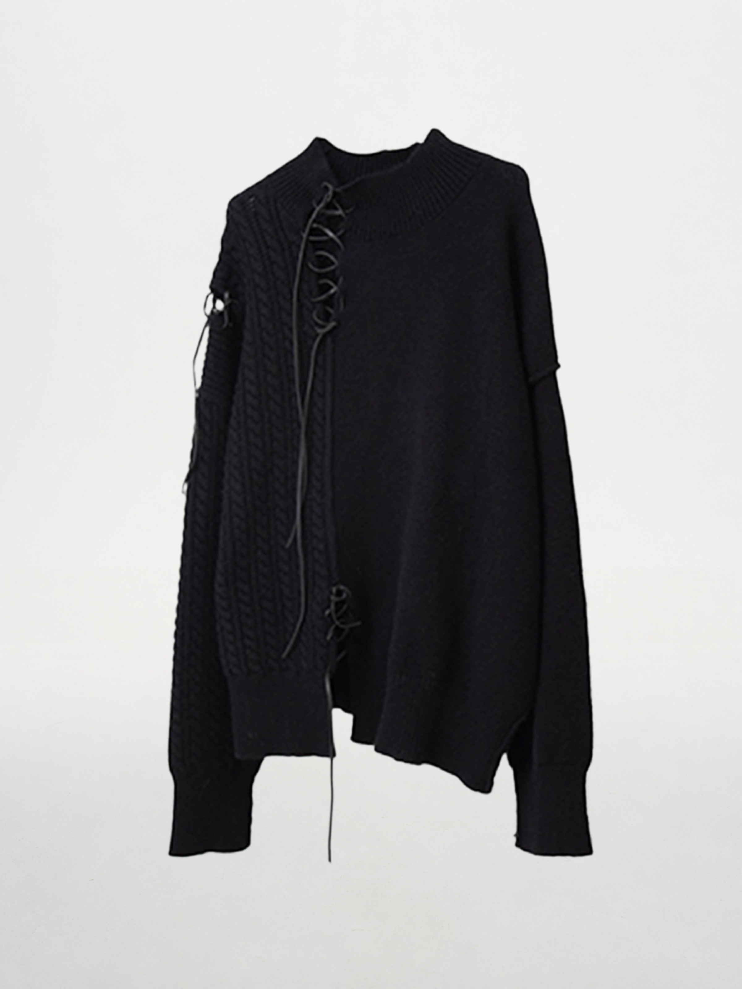 Tie Cord Patchwork Sweater