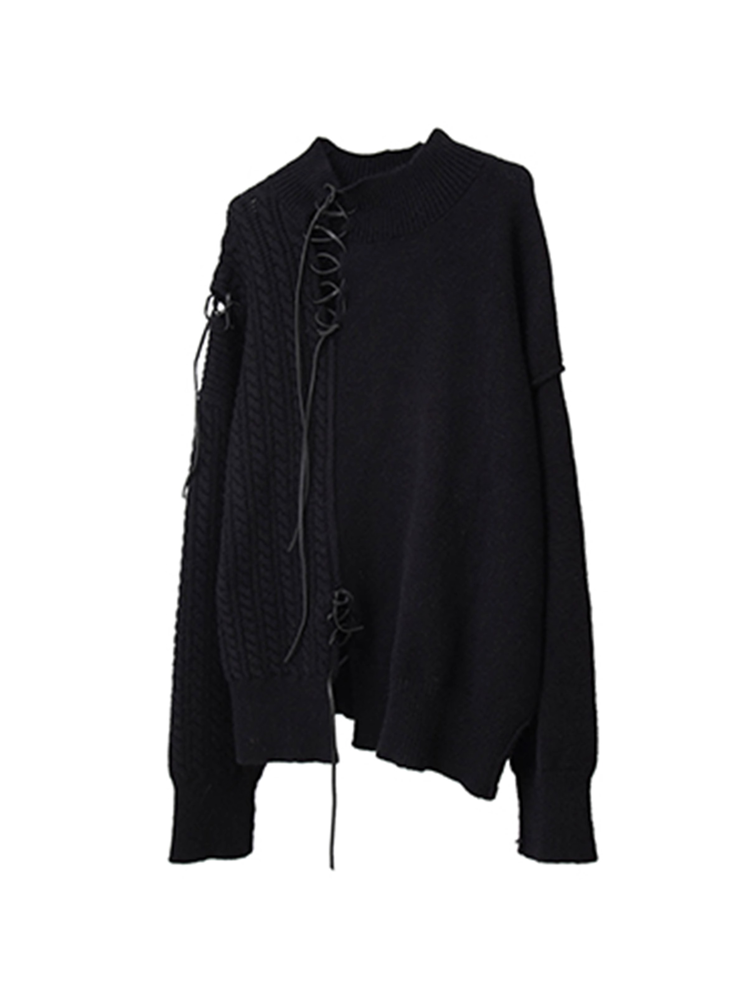 GOCHASKERO Tie Cord Patchwork Sweater