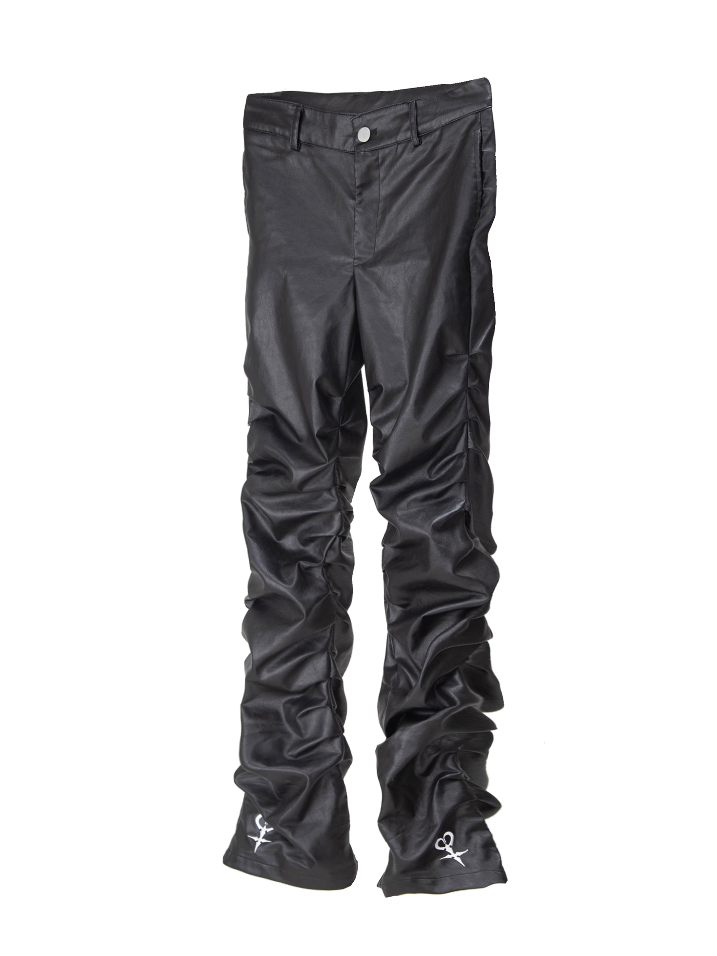 GOCHASKERO Pleated Extra-long Leather Pants