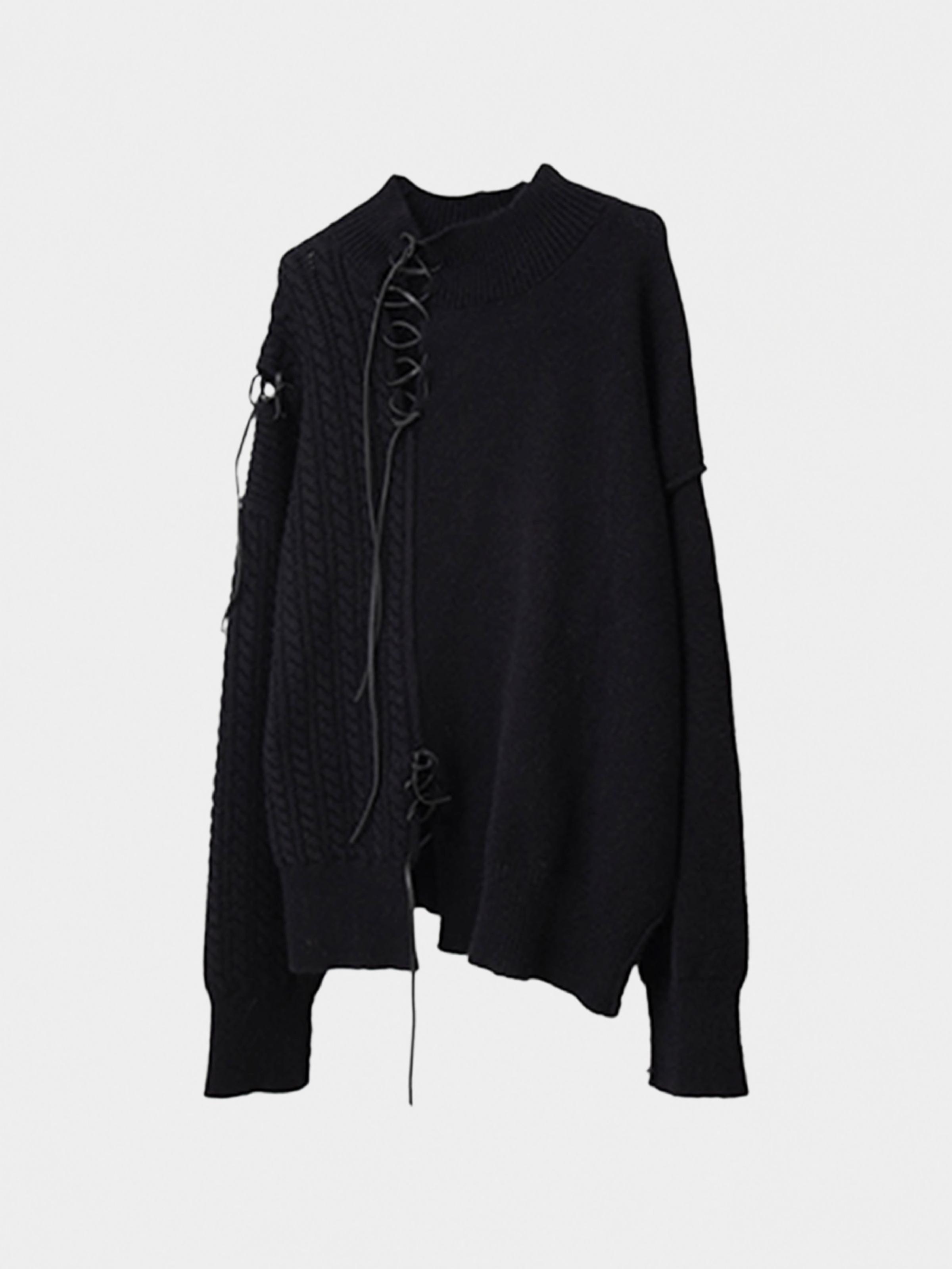 Tie Cord Patchwork Sweater