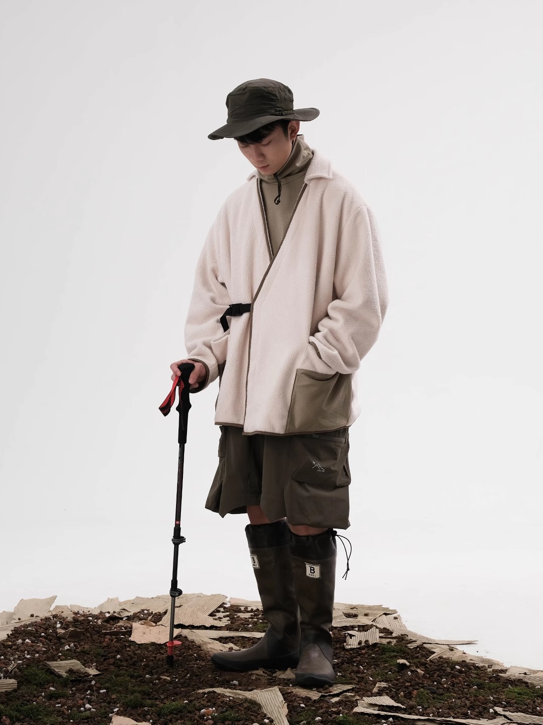 HALCYON 22AW Contrast Color Shearling Duster Coat