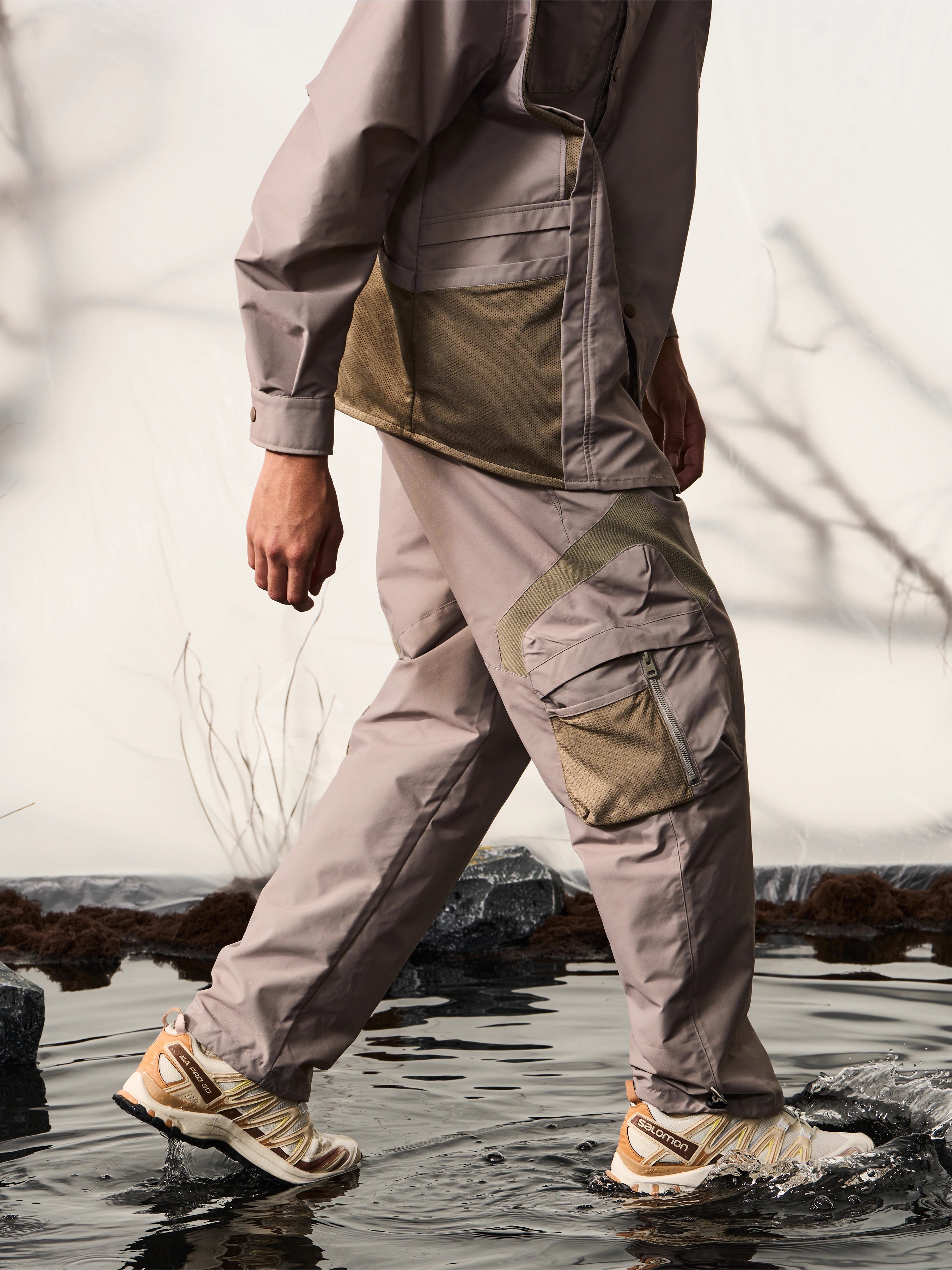 HALCYON 23AW Thread Woven Heterogeneous Patchwork Pants