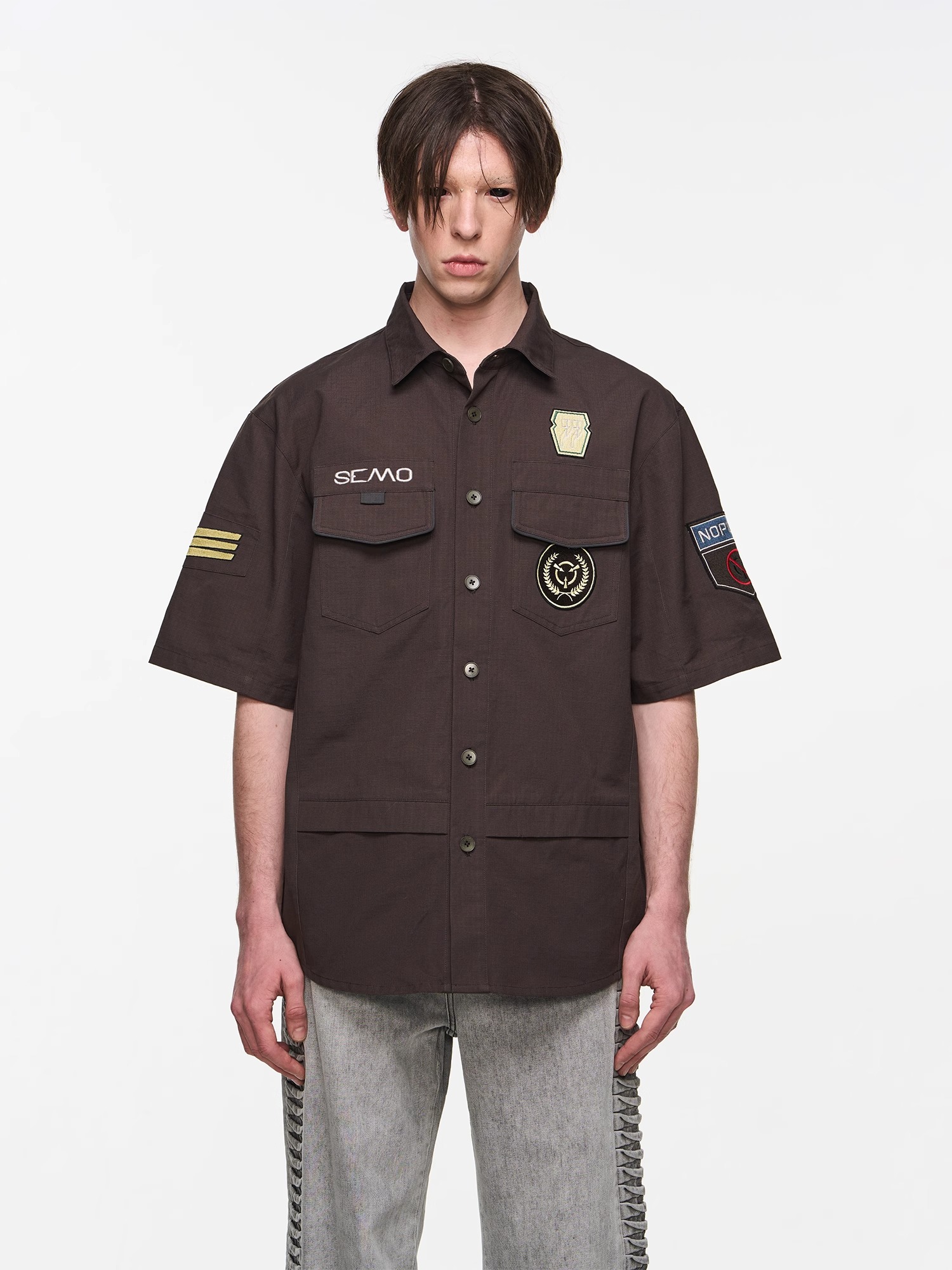 BLINDNOPLAN 24SS Heavy-duty Badge Embroidered Short Sleeve Shirt