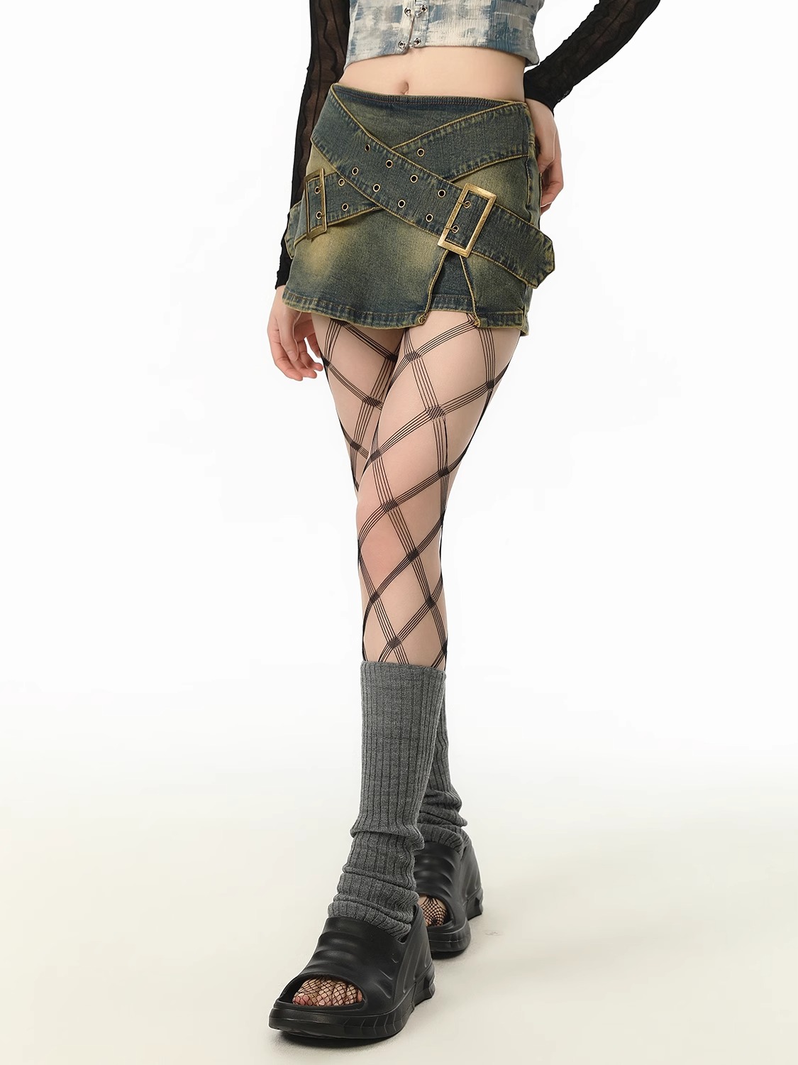 AUGENWEIDE 24SS Tie-Dye Denim A-Line Skirt