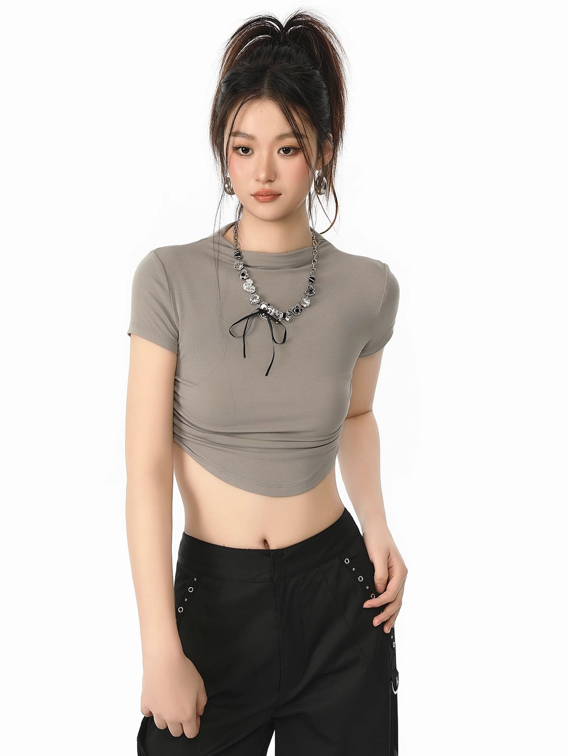AUGENWEIDE 24SS Waist-Cinching Cropped T-Shirt